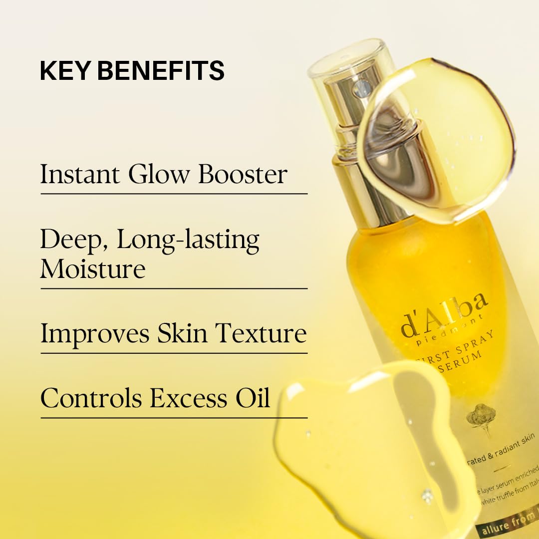 d'alba Piedmont Italian White Truffle First Spray Serum, Vegan Skin Care, Hydrating Face Moisturizer, Glow Serum for Radiant Skin, Non Comedogenic, All In One Mist, Korean skincare, 100ml 🍁 All In One Marketplace Canada