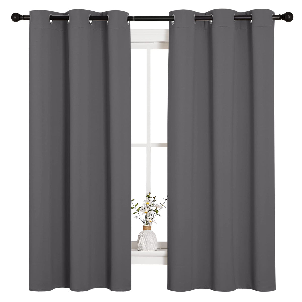 NICETOWN Blackout Curtains 2 Panels for Bedroom- Thermal Insulated Grommet Blackout Curtains 63 Inches Long for Living Room/Kitchen Rideaux occultants (2 Panels, W42 x L63 -Inch,Grey) 🍁 All In One Marketplace Canada