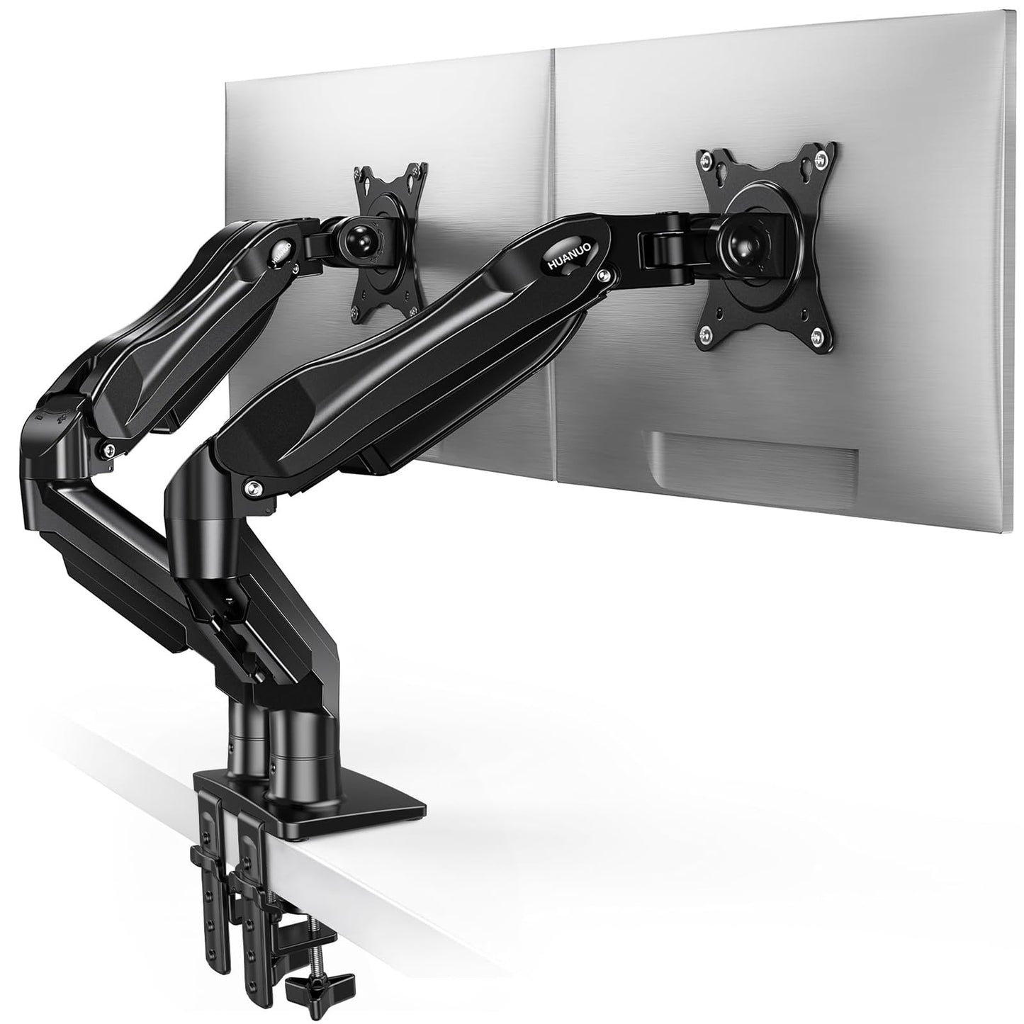 HUANUO Dual Monitor Stand for 13 to 32 Inches, Design Dual Monitor Mount, Fully Flexible Adjustable with Tilt, Swivel, Rotation, VESA 75/100, 19.8lbs per arm 🍁 All In One Marketplace Canada