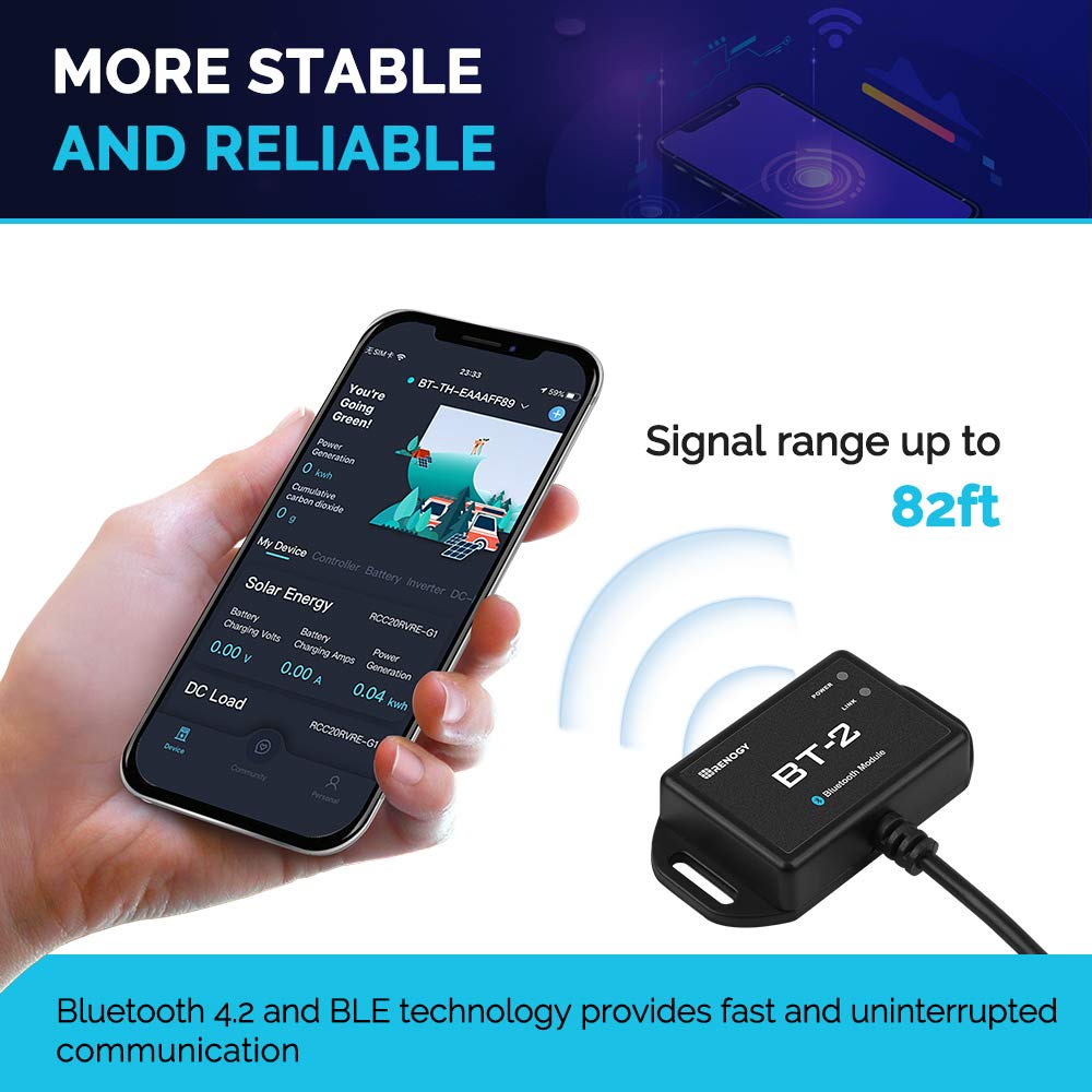 Renogy BT-2 Bluetooth Module RJ45 Communication Port Wirelessly Monitor Real-time Insight Precise Control, Compatible Solar Charge Controllers, Battery Charger, Inverter, BT-2 RS485 🍁 All In One Marketplace Canada