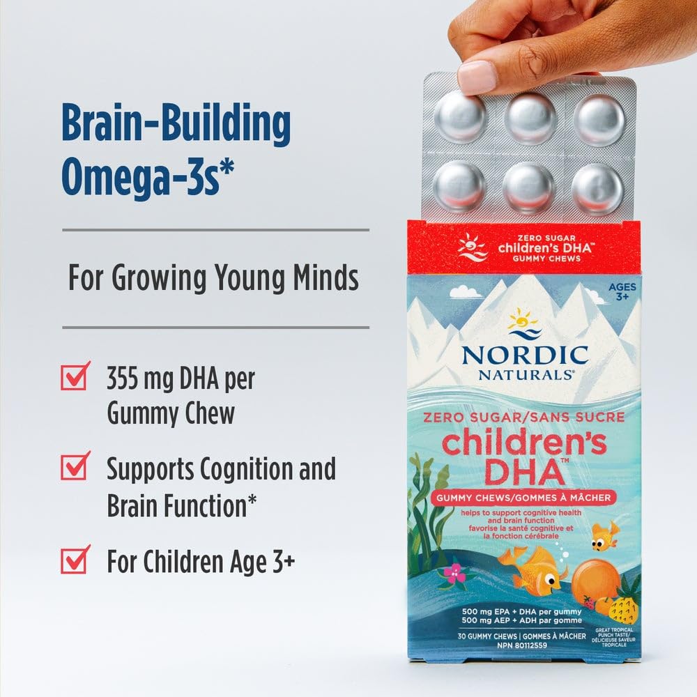 Nordic Naturals Children's DHA Gummies - Chewable Tropical Fruit Gummies Provide Daily Dose of Omega-3s DHA and EPA for Kids, 30 Count 🍁 All In One Marketplace Canada