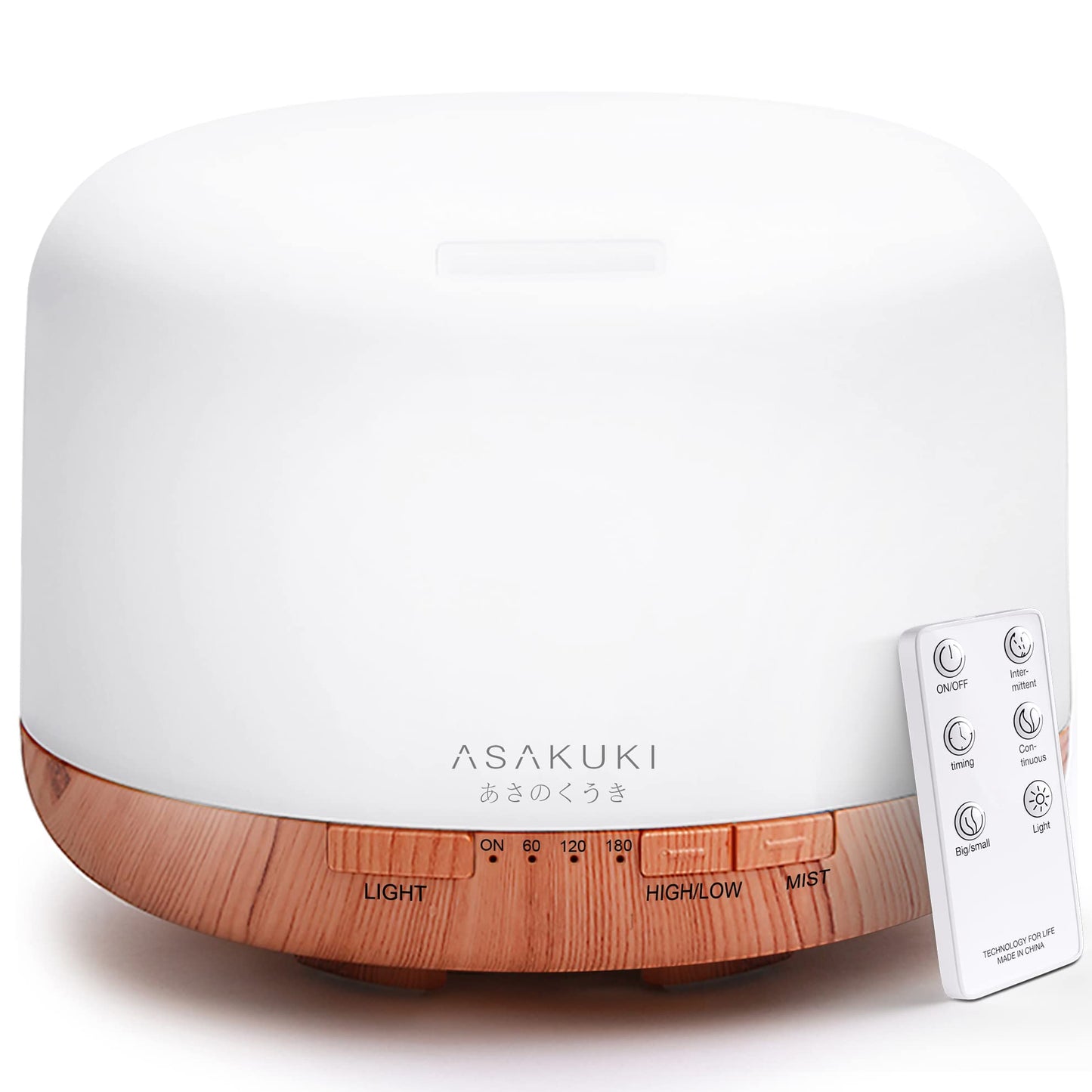 ASAKUKI 500ml Essential Oil Diffuser, 5 in 1 Premium Ultrasonic Aromatherapy Fragrant Oil Vaporizer Humidifier with Remote Control, 3 Timer and Auto-Off Safety Switch, 7 LED Light Colors 🍁 All In One Marketplace Canada