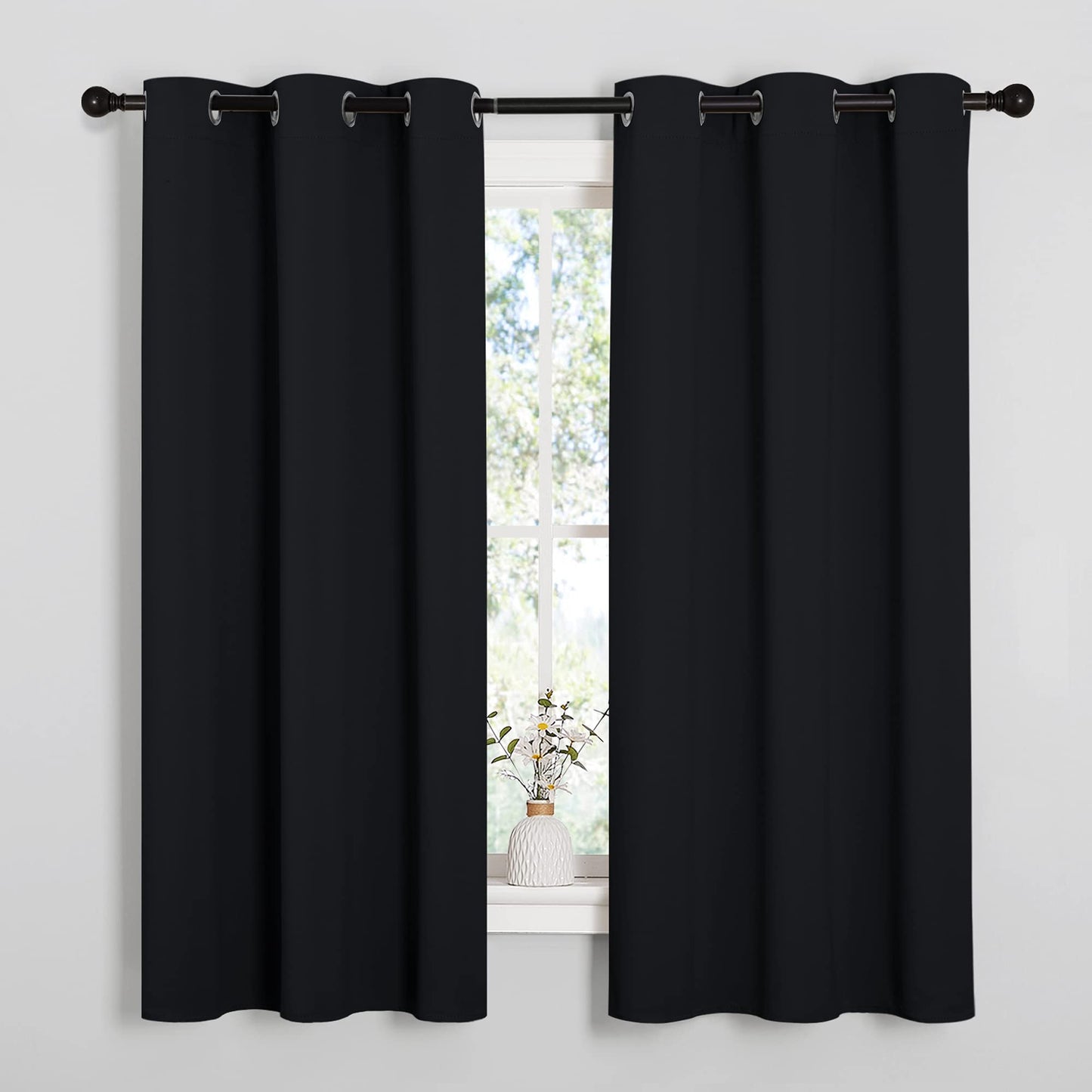 NICETOWN Blackout Curtains 2 Panels for Bedroom- Halloween Thermal Insulated Grommet Blackout Curtains 63 Inches Long for Living Room/Kitchen Rideaux occultants (2 Panels,W42 x L63 -Inch,Black) 🍁 All In One Marketplace Canada