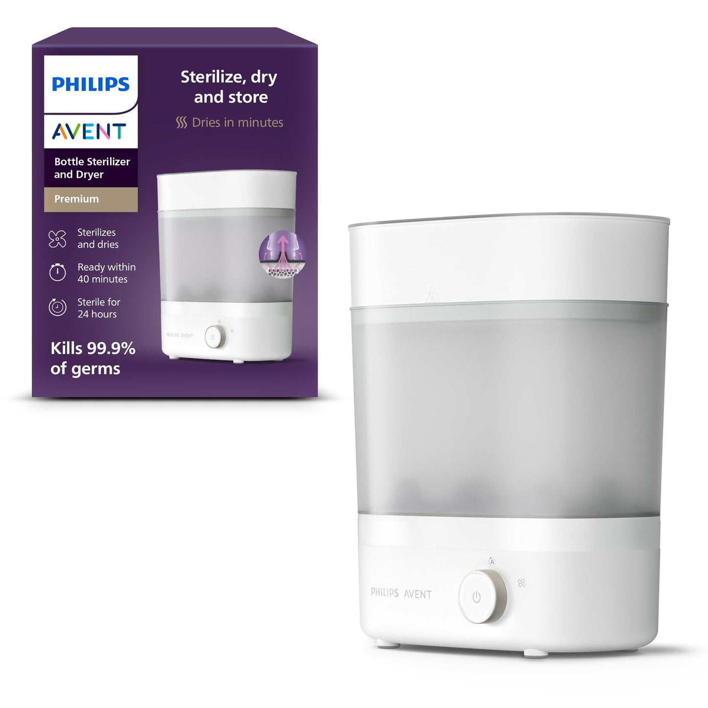Philips Avent Baby Bottle Sterilizer and Dryer Premium, Removes 99,9% of Bacteria, Chemicals Free, Capacity 6 Bottles/Teats/Accessories, Modular Space Saving Design, Model SCF293 🍁 All In One Marketplace Canada