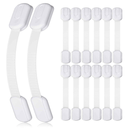 4our Kiddies 14 Pack Baby Proof Cabinet Latches, Childproof Drawer Latches with 12 Extra 3M Adhesives, Adjustable No Drilling Child Safety Cabinet Strap Locks, Baby Drawer Locks for Kids Baby Safety 🍁 All In One Marketplace Canada