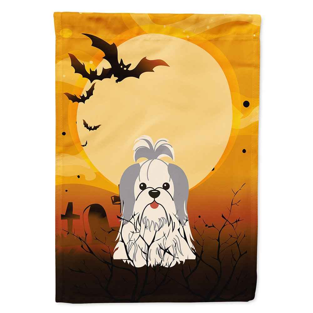 Caroline's Treasures BB4351CHF Halloween Shih Tzu Silver White Flag Canvas House Size, Large, Multicolor