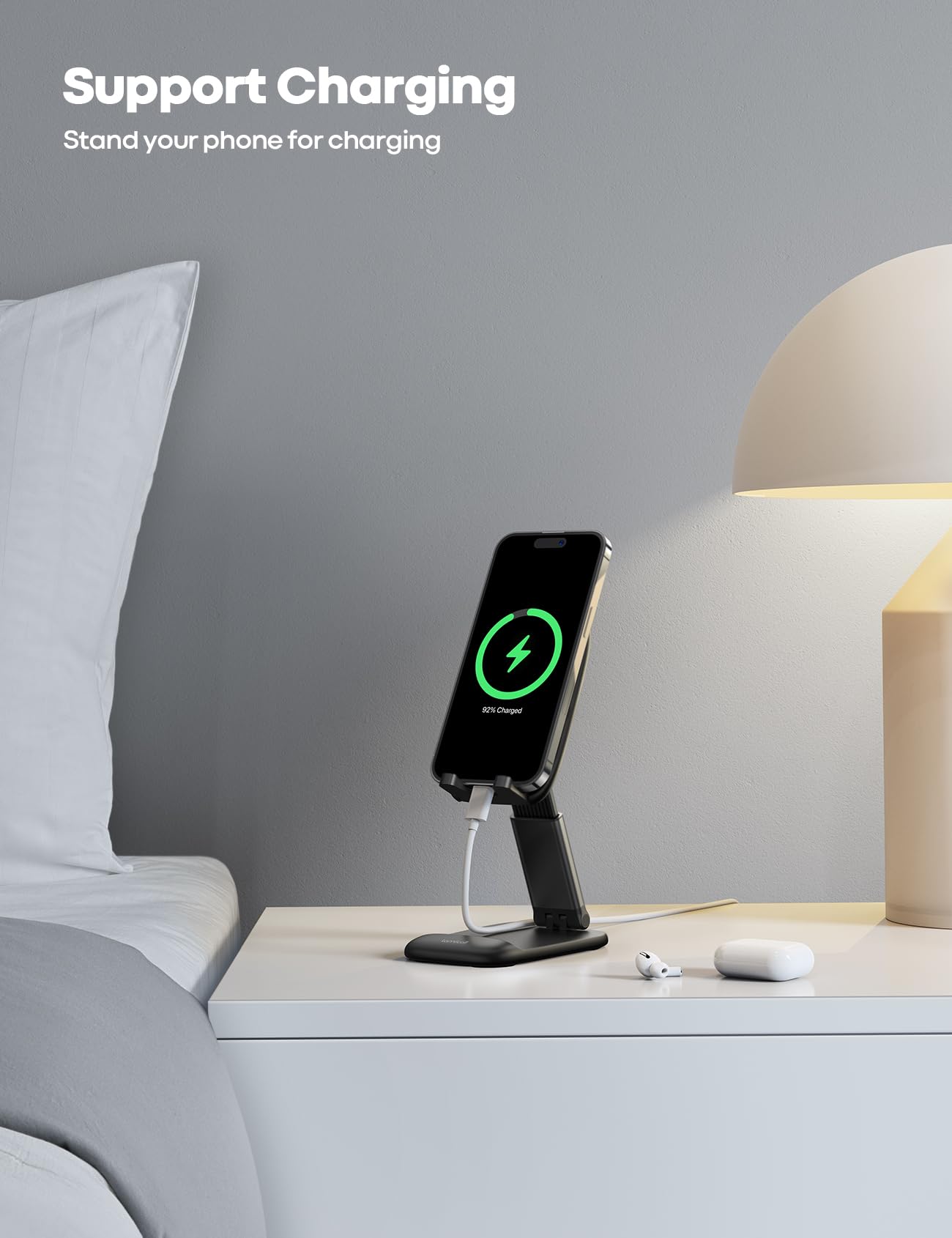 Lamicall Foldable Phone Stand for Desk - Height Adjustable Cell Phone Holder Portable Cellphone Cradle Desktop Dock Mom Gift Compatible with iPhone 14 15 16 17 Pro Max Plus Air, S24 S25 Ultra, 4-8" 🍁 All In One Marketplace Canada