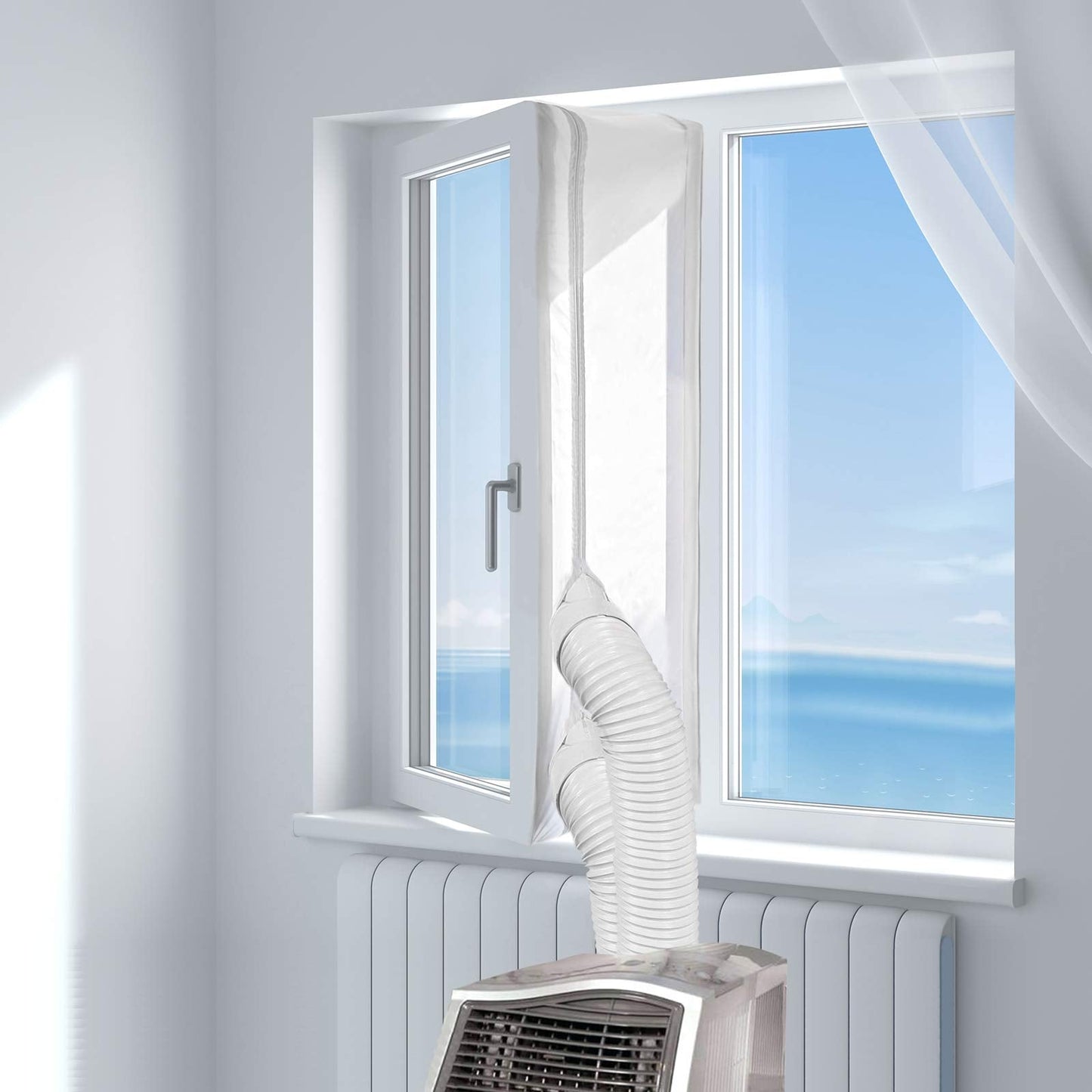 HOOMEE 300CM (118 inch ) Universal Window Seal for Portable Air Conditioner And Tumble Dryer Works with Every Mobile Air-Conditioning, Easy to Install Air Exchange Guards With Zip and Adhesive Fastener 🍁 All In One Marketplace Canada