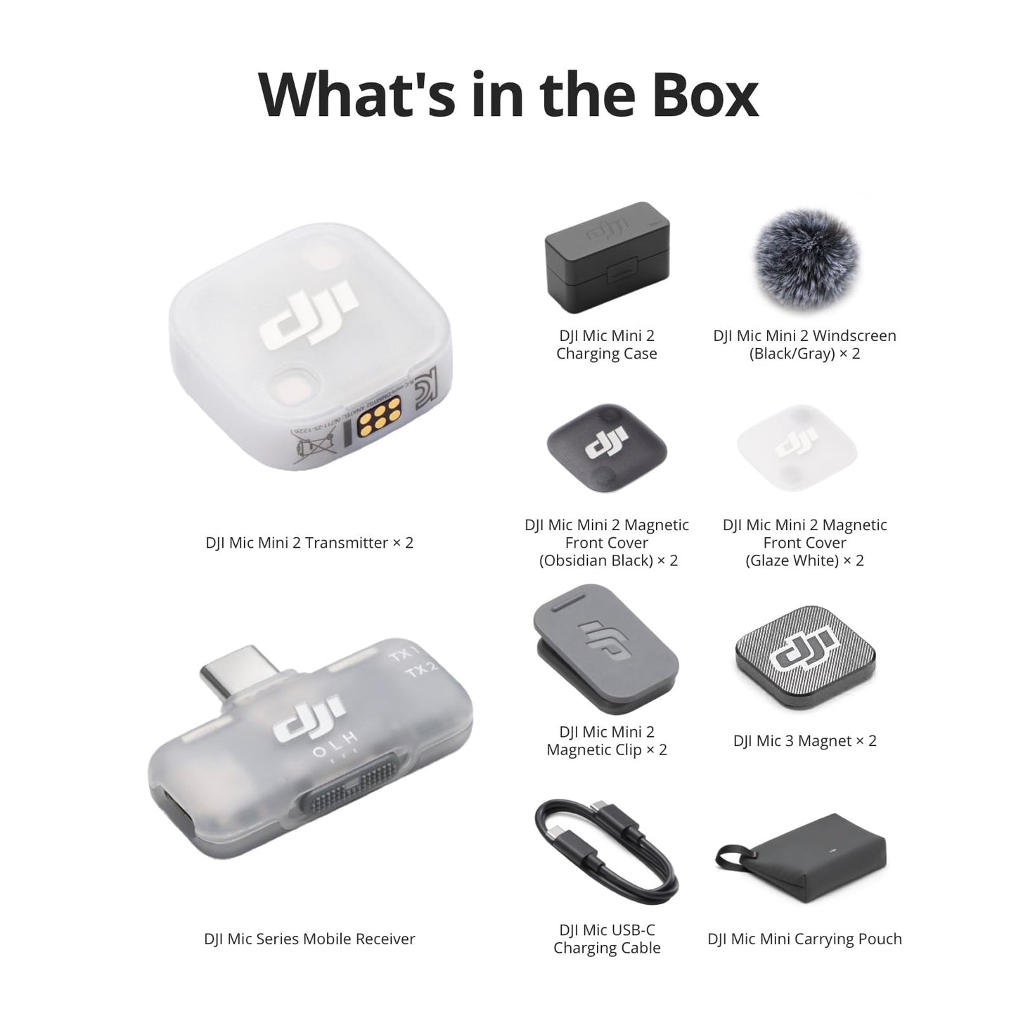 DJI Mic Mini 2 (2 TX + 1 Mobile RX + Charging Case), Lavalier Wireless Vlogging Mic for iPhone/Android/Camera, Bluetooth Microphone, Plug-and-Play, 90h Battery, Streaming, Noise Cancelling 🍁 All In One Marketplace Canada