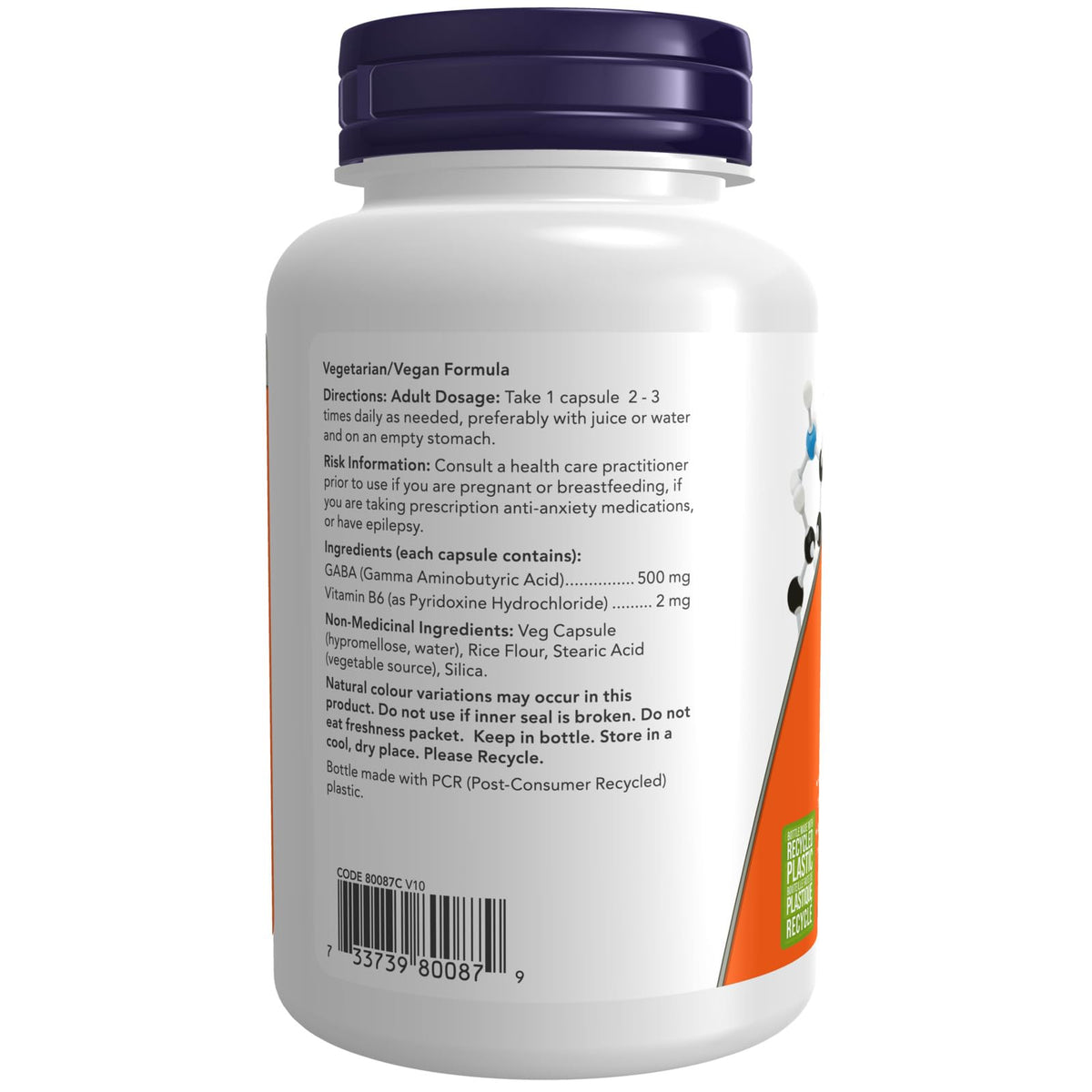 NOW Supplements, GABA (Gamma-Aminobutyric Acid) 500 mg + B-6, Natural Neurotransmitter, 100 Veg Capsules 🍁 All In One Marketplace Canada