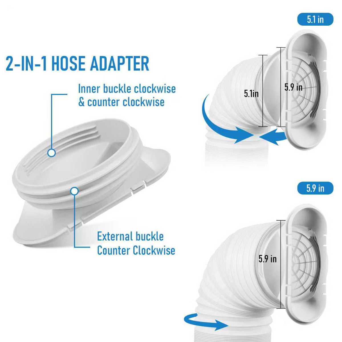 Portable Air Conditioner Window Kit with 5.9" Exhaust Hose, Portable AC Window Vent Kit for Sliding Window Seal with PVC Plate, Universal Coupler Fits 5.9 & 5.1 Inch Diameter Exhaust Hose 🍁 All In One Marketplace Canada