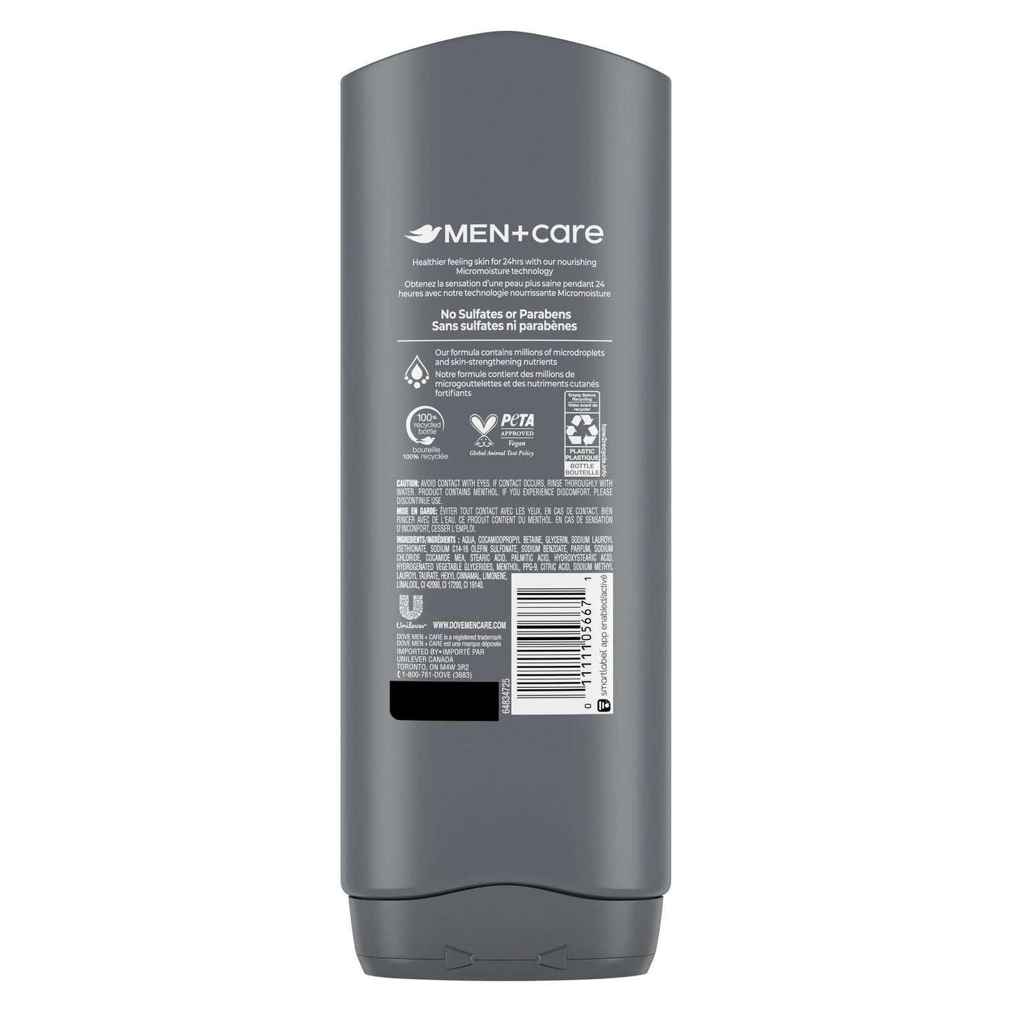 Dove Men+Care Body and Face Wash, with 24-hour Nourishing Micromoisture for Healthy & Smooth Skin, Extra Fresh, Men's Body Wash, 532ml 🍁 All In One Marketplace Canada