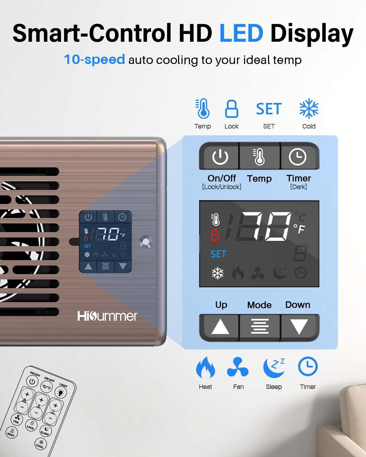 Hisummer Register Booster Fan for 4" x 10" Floor Register, Quiet 10-Speed Vent Fan Booster with Temp Sensor, 150 CFM Airflow, Improves Heating & Cooling, Remote Control (Oil-Rubbed Bronze) 🍁 All In One Marketplace Canada
