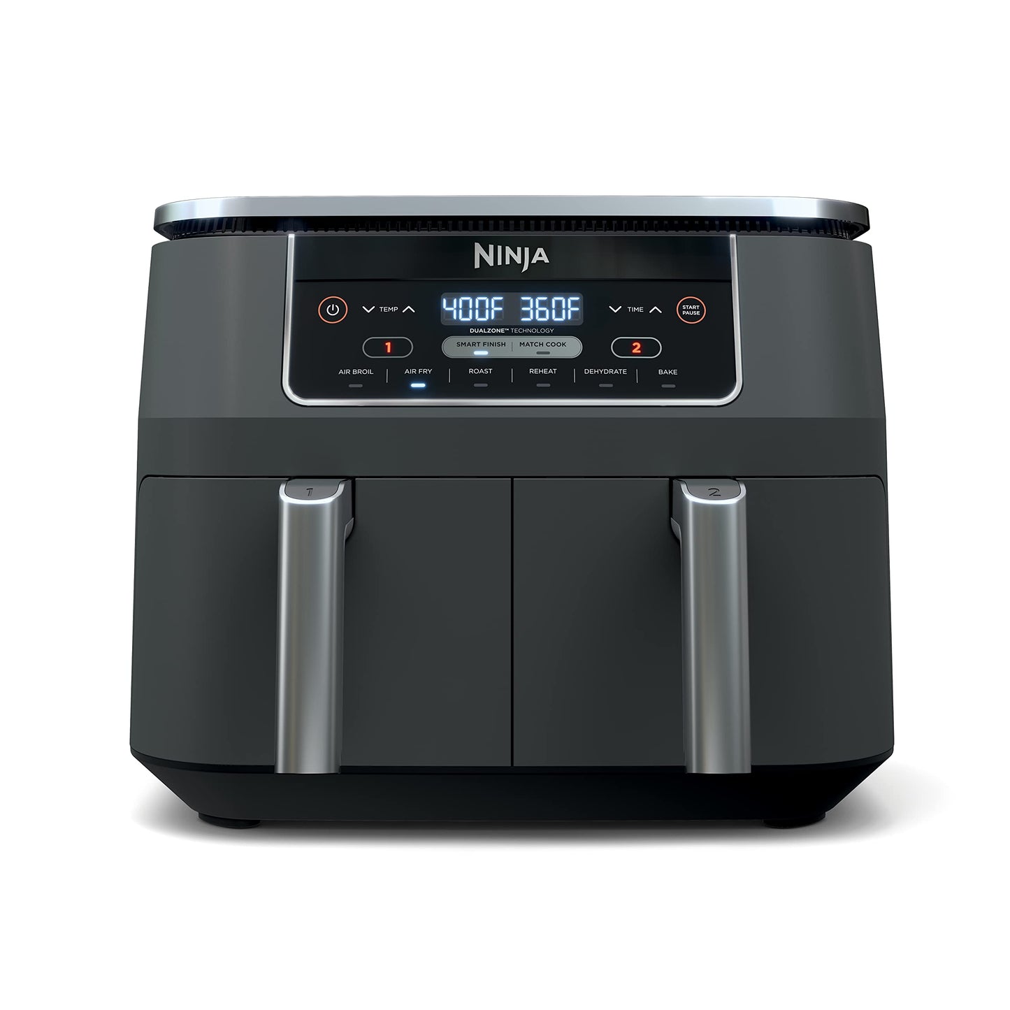 Ninja Foodi 6-in-1 8-qt. (7.6L) 2-Basket Air Fryer DualZone Technology, Match Cook & Smart Finish to Roast, Broil, Dehydrate & More for Quick, Easy Meals, Slate Grey (DZ201C) Canadian Version 🍁 All In One Marketplace Canada