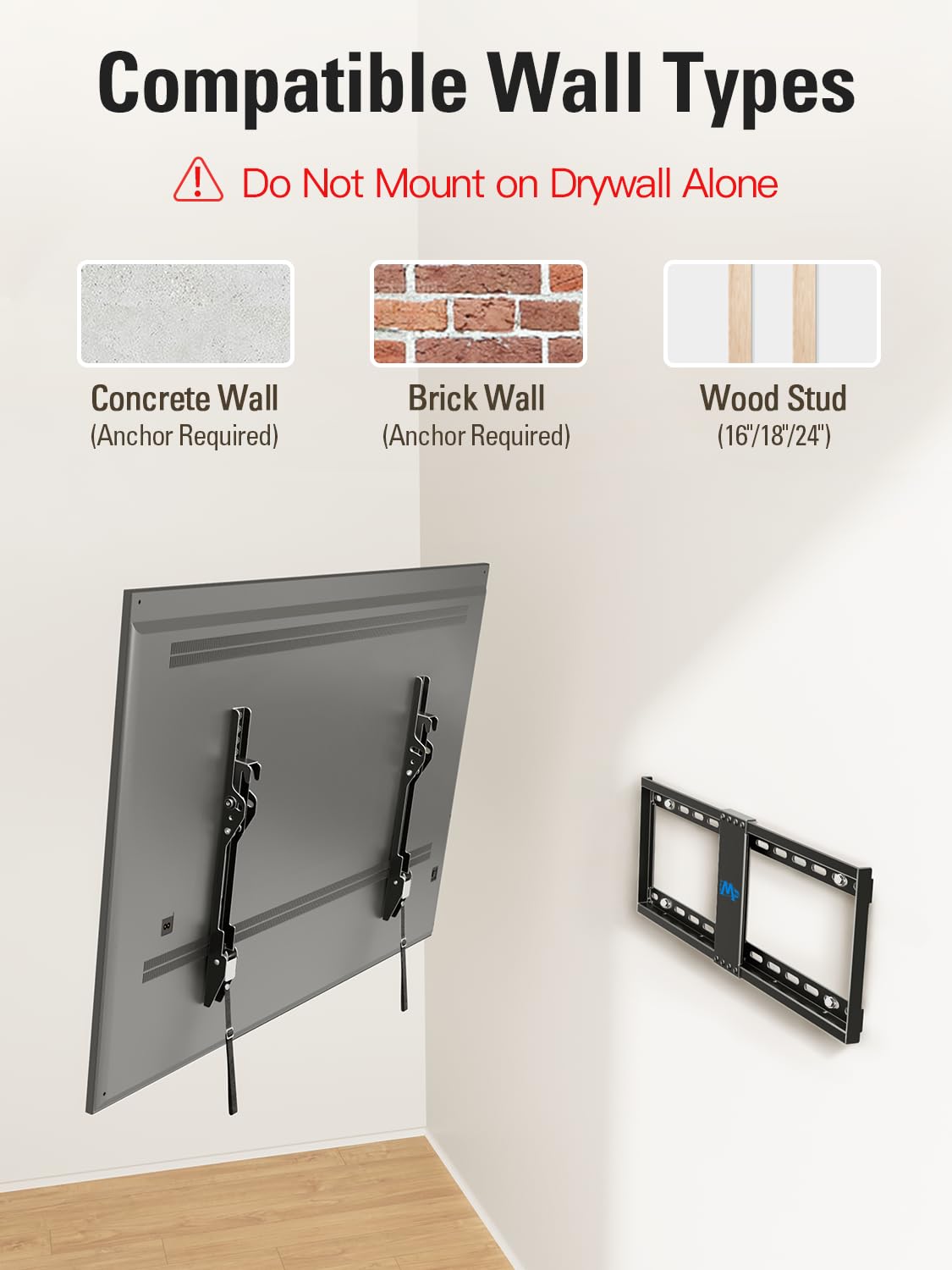 Mounting Dream TV Wall Mount for Most 37-75" TVs, Tilting TV Mount Low Profile up to VESA 600x400mm and 132 LBS Loading, Fits 16", 18", 24" Studs, Easy for TV Centering and Space Saving MD2268-LK 🍁 All In One Marketplace Canada