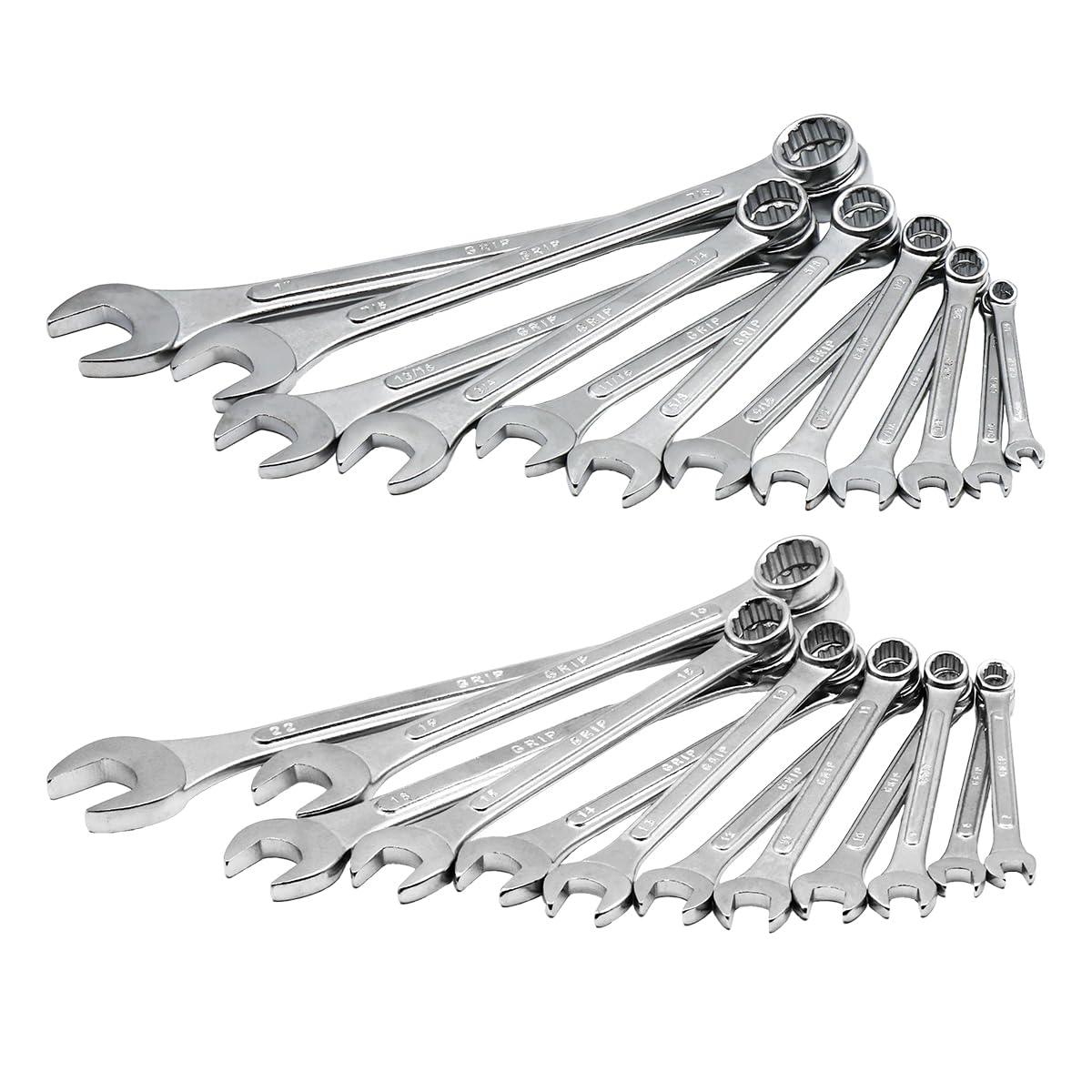 Grip 24 pc All-Purpose Master Combination Wrench Set MM/SAE - Metric 7mm to 22mm - SAE 1/4” to 1" - Roll-up Pouch - General Household, Garage, Auto Repairs, Cars, Trucks, Boat 🍁 All In One Marketplace Canada