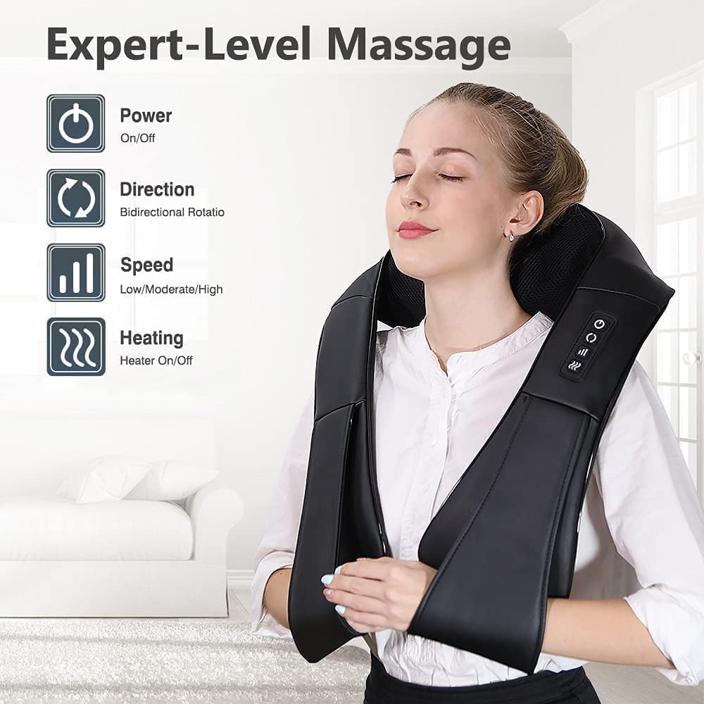 Neck Massager with Heat, Shiatsu Back Neck and Shoulder Massager, Electric Deep Tissue 4D Kneading Massage, Use at Home, Office, Car- Best Gifts for Women Men 🍁 All In One Marketplace Canada
