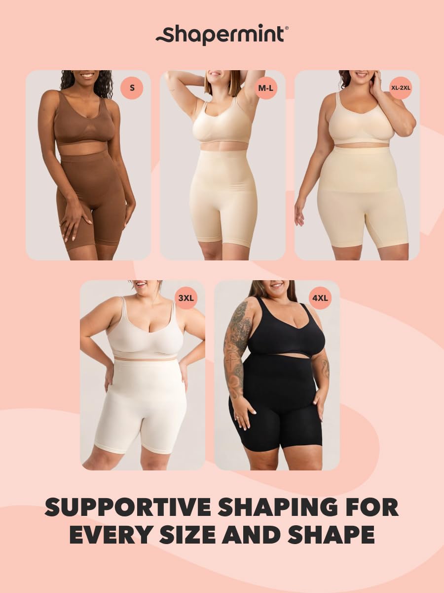 SHAPERMINT All Day Every Day High Waisted Shaper Shorts - Shapewear Women Tummy Control Underwear, Body Shaper for Women Nude 🍁 All In One Marketplace Canada