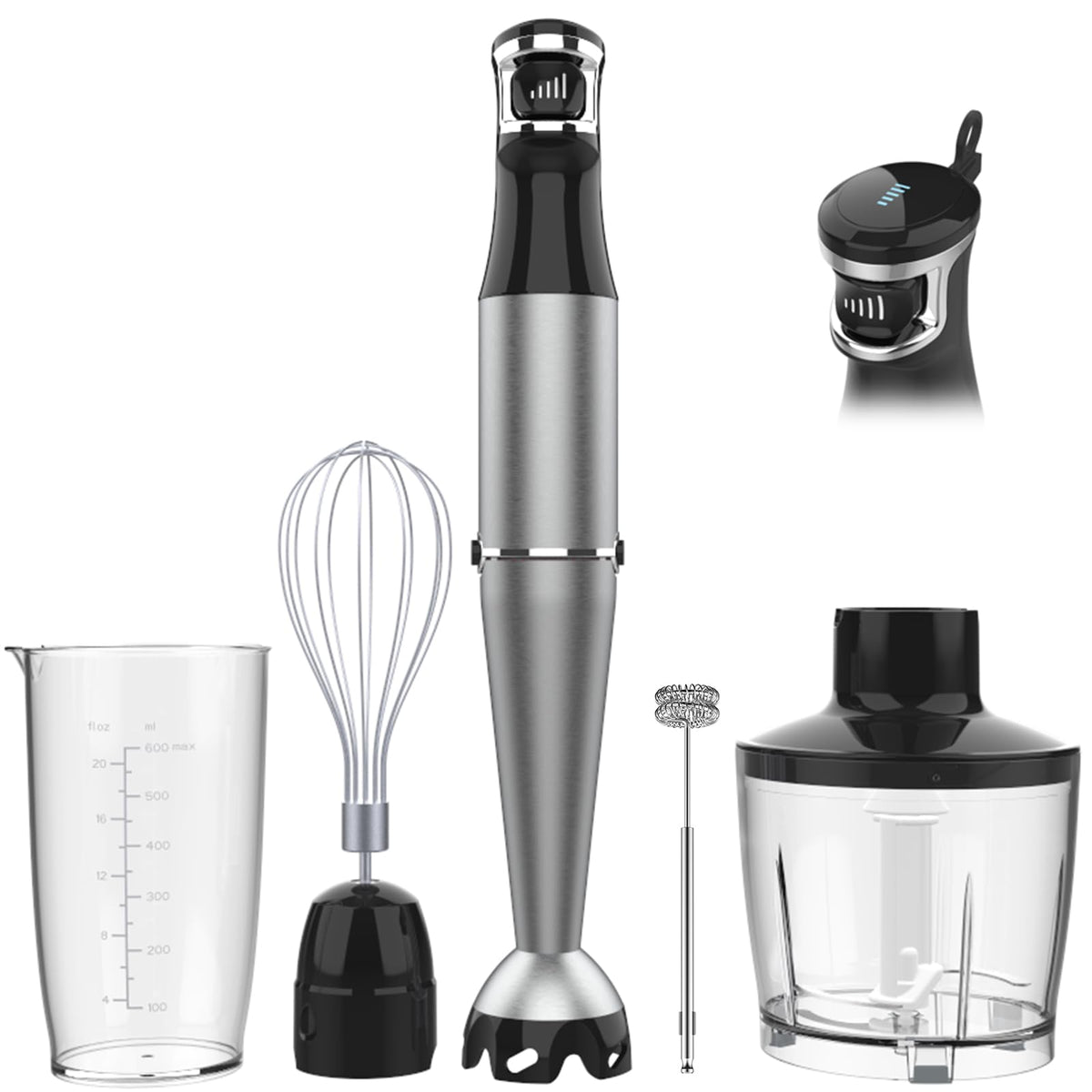 Immersion Blender Handheld Corded Hand Blenders Set 1100W, Trigger Variable Speed 5 in 1 Stick Emulsifier with Chopper, Whisk and Frother for Soup, Baby Food and Smoothies 🍁 All In One Marketplace Canada