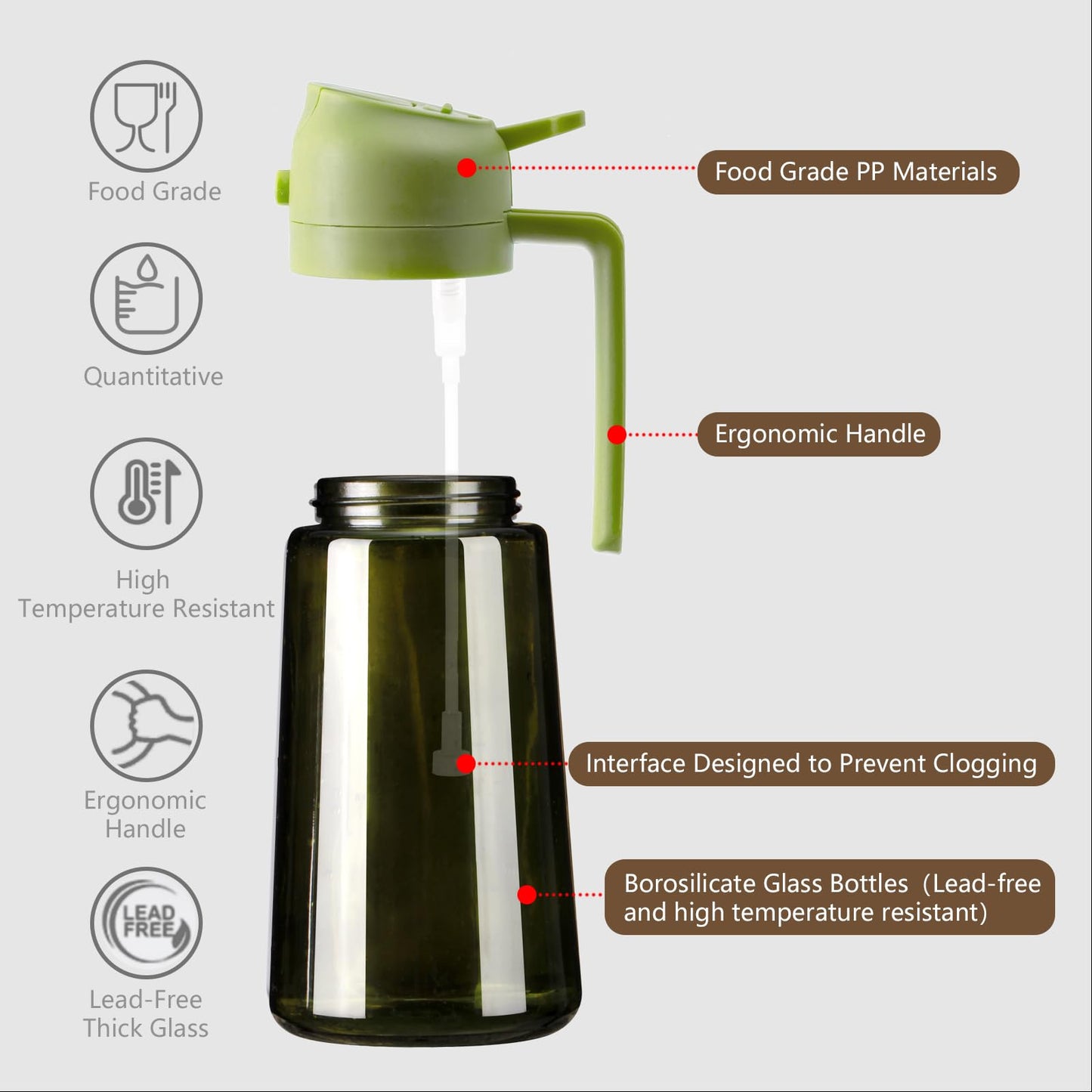 SWEET VIEW 2PCS Olive Oil Dispenser and Oil Sprayer – 16oz/470ml Glass Light-Proof Oil Pourer for Kitchen with Stickers for Air Fryer, Cooking, Salad, and BBQ 🍁 All In One Marketplace Canada