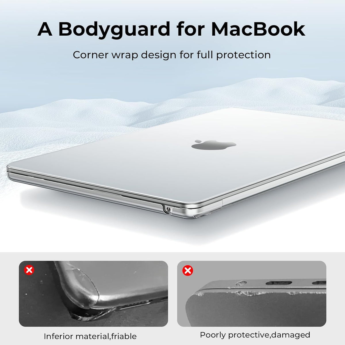 EooCoo Case Compatible with MacBook Air 13 inch M5 M4 M3 M2 2026-2022 A3449 A3240 A3113 A2681, 13.6" Hard Case Cover & Keyboard Skin & Screen Protector for Laptop Air 13.6 inch - Crystal Clear 🍁 All In One Marketplace Canada