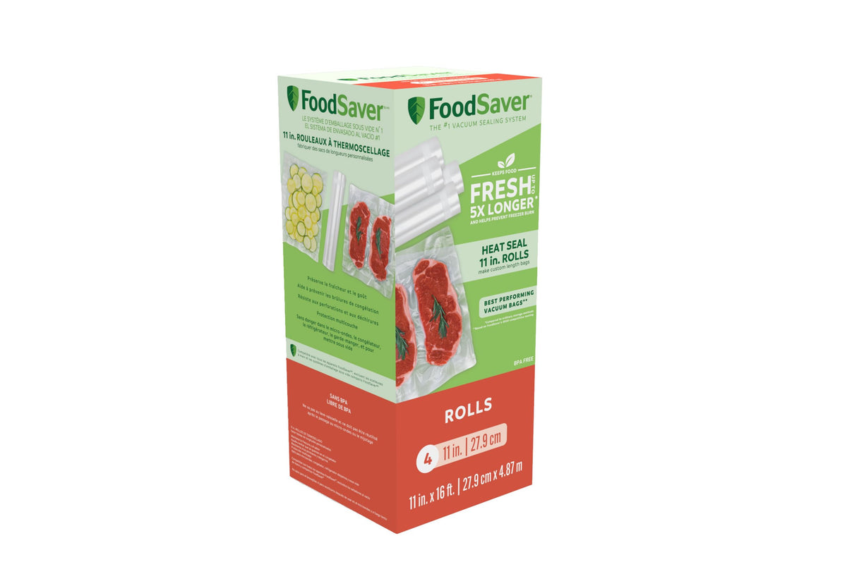 FoodSaver Vacuum Sealer Rolls for Custom Length Airtight Food Storage and Sous Vide Bags, BPA-Free, 11" x 16', 4 Pack 🍁 All In One Marketplace Canada