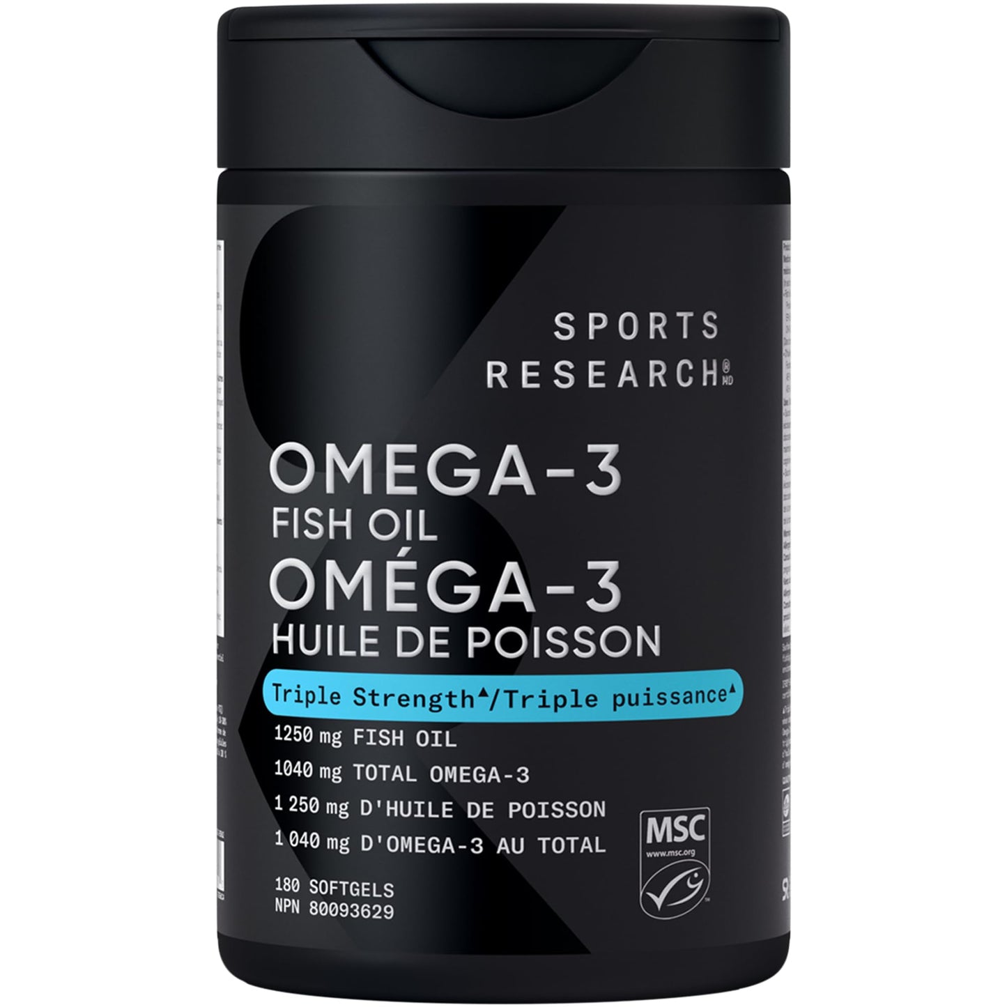 Sports Research® Triple Strength Omega 3 Fish Oil - Burpless Supplement w/EPA & DHA Fatty Acids from Wild Alaskan Pollock - Supports Cognitive Health & Brain Function for Men & Women - 1250mg, 180ct 🍁 All In One Marketplace Canada