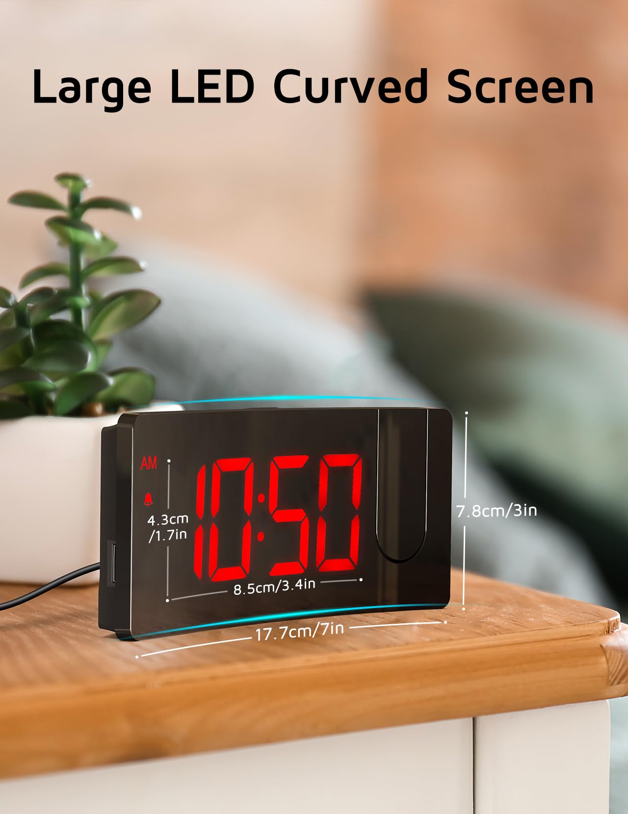 Projection Alarm Clock, Digital Clock with 180° Rotatable Projector, 3-Level Brightness Dimmer, Clear LED Display, USB Charger, Progressive Volume, 9mins Snooze,12/24H, Digital Alarm Clock for Bedroom 🍁 All In One Marketplace Canada