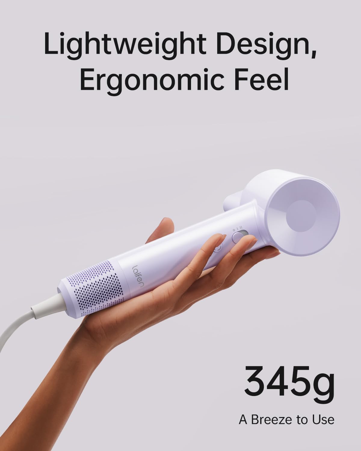 Laifen SE Lite Professional Hair Dryer, High-Speed Blow Dryer 100,000 RPM Brushless, Ionic Hair Dryer with Diffuser for Curly Hair , Fast Drying Low Noise, Diffuser Hair Dryer for Women and Men Lightweight Thermo-Control with 2 Nozzles, HD110