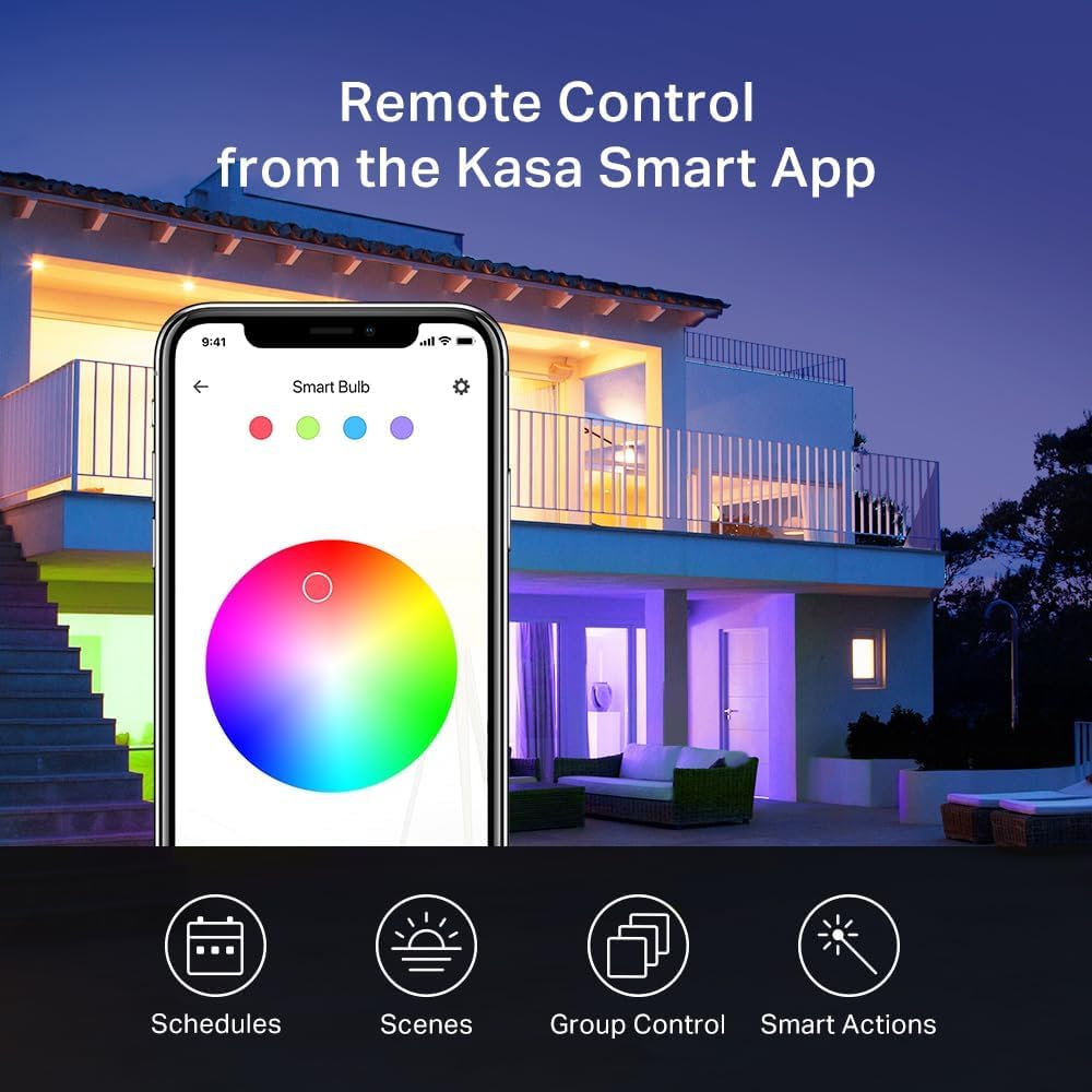Kasa Smart Light Bulbs, Full Colour Changing Dimmable Smart WiFi Bulbs Compatible with Alexa and Google Home, A19, 9W 800 Lumens,2.4Ghz only, No Hub Required, 2-Pack (KL125P2), Multicolour 🍁 All In One Marketplace Canada