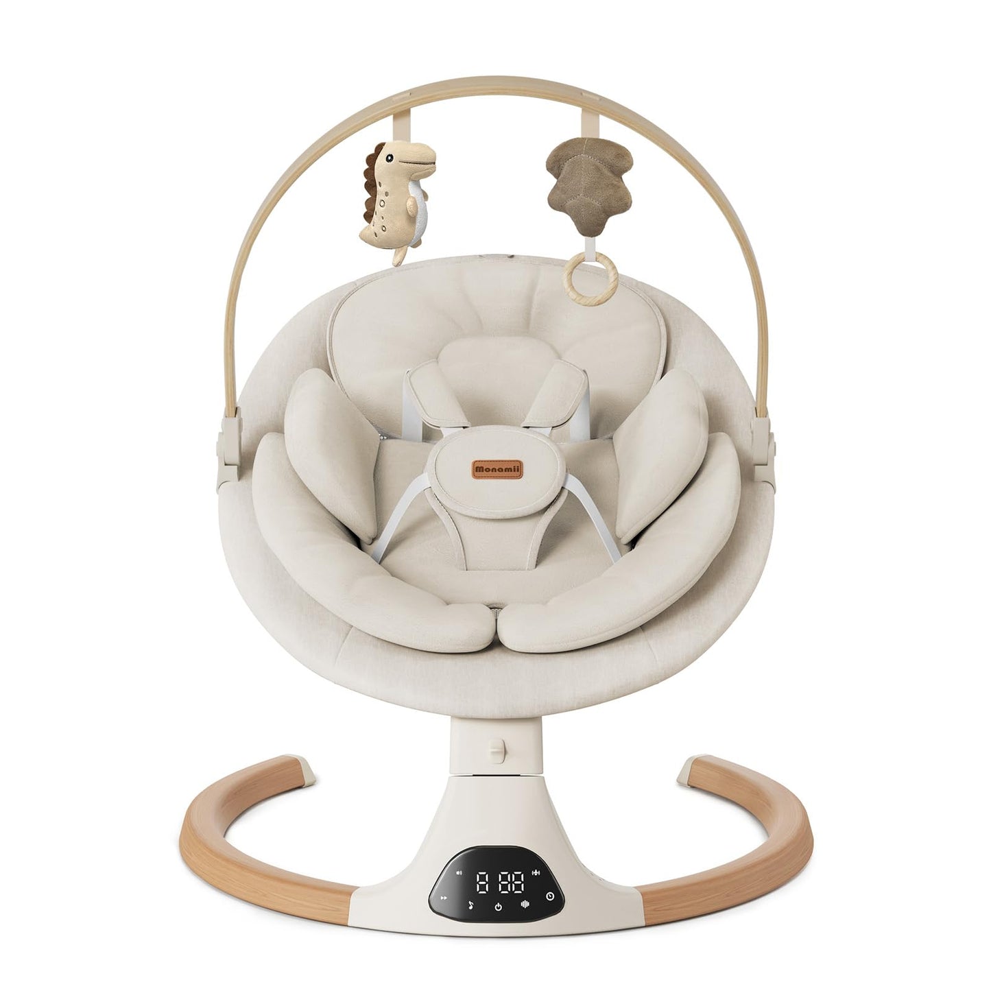 Baby Swings for Infants, Monamii Baby Swing, Bluetooth Infant Swing with Music Speaker, 5 Speeds and Remote Control, Electric Swing for Baby, Portable Baby Swing, Indoor & Outdoor Use (Light Beige) 🍁 All In One Marketplace Canada