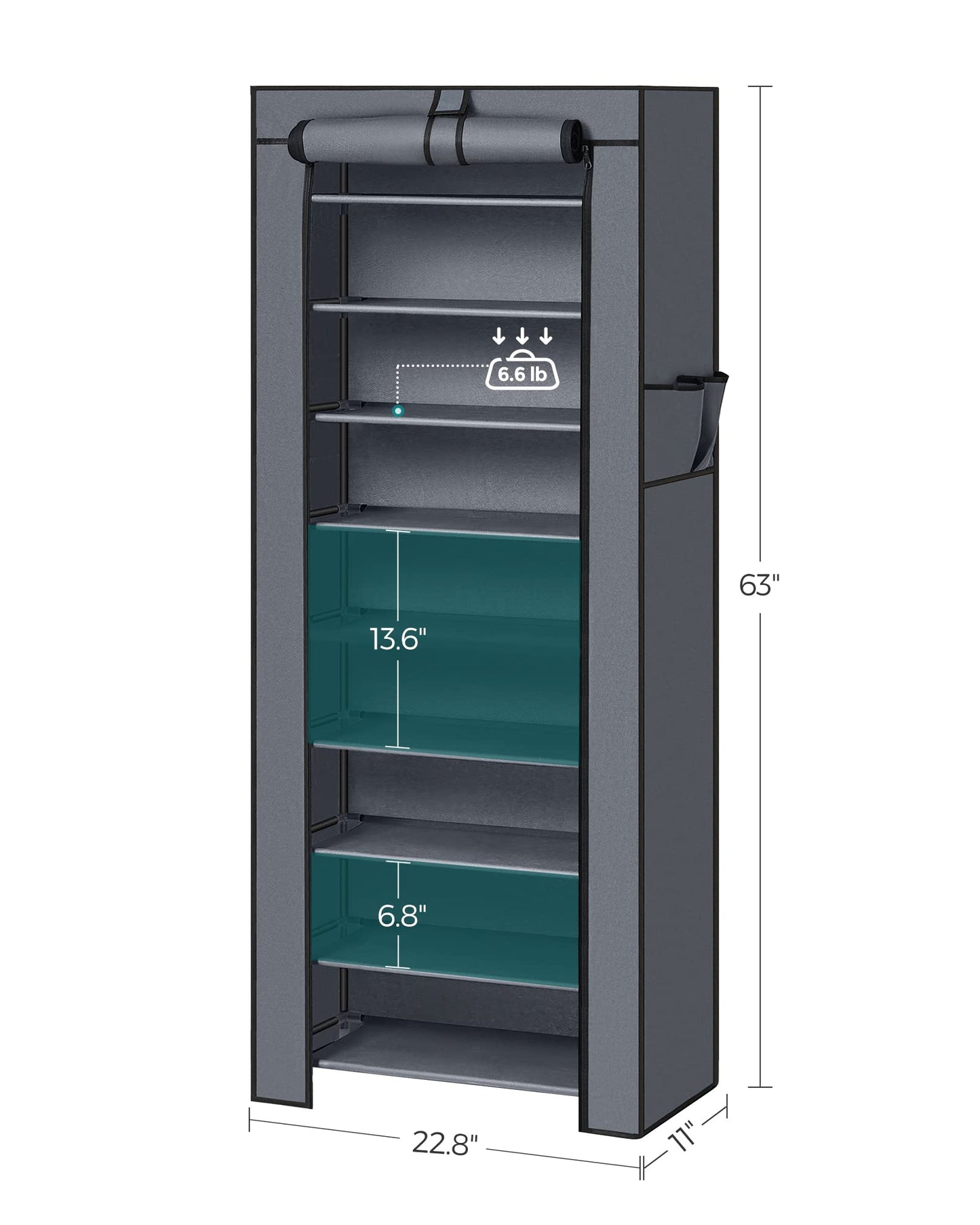 SONGMICS 10-Tier Shoe Rack, Shoe Storage Organizer Cabinet with Dustproof Cover, Free-Standing, for Closet, Entryway, Hold 27-35 Pairs, for Sneakers, High Heels, Gray URXJ10G01 🍁 All In One Marketplace Canada
