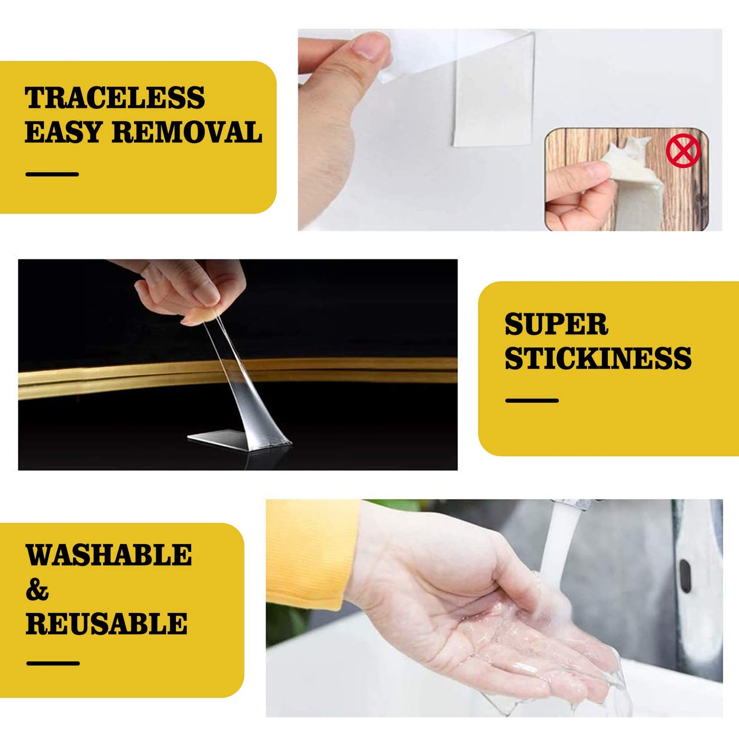 Double Sided Mounting Tape,1.2" x 200",Heavy Duty Removable Nano Adhesive Tape for Walls,Adhesive Strips Strong Sticky Gel Grip Tape,Transparent Poster Tape Wall Tape for Picture Carpet Decoration 🍁 All In One Marketplace Canada