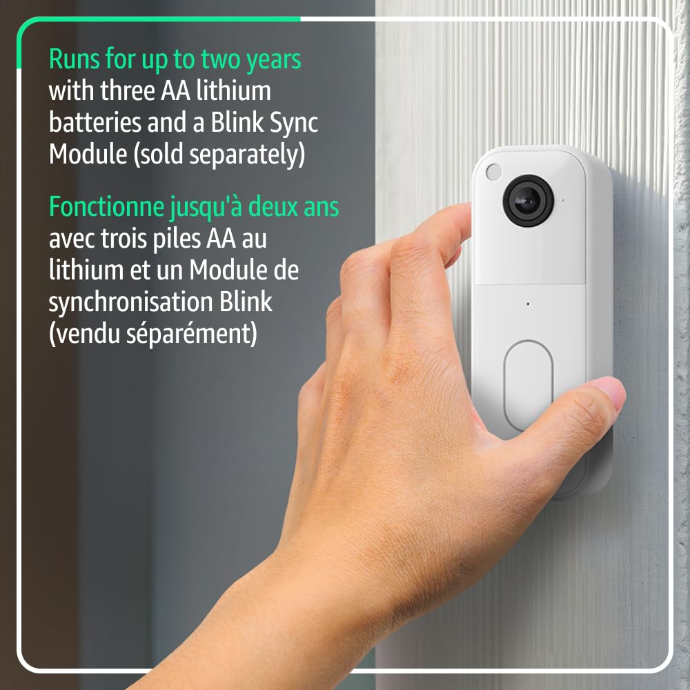 Blink Video Doorbell – Head-to-toe HD view, two-year battery life, and simple setup. Required Sync Module not included – Add-On (White) 🍁 All In One Marketplace Canada