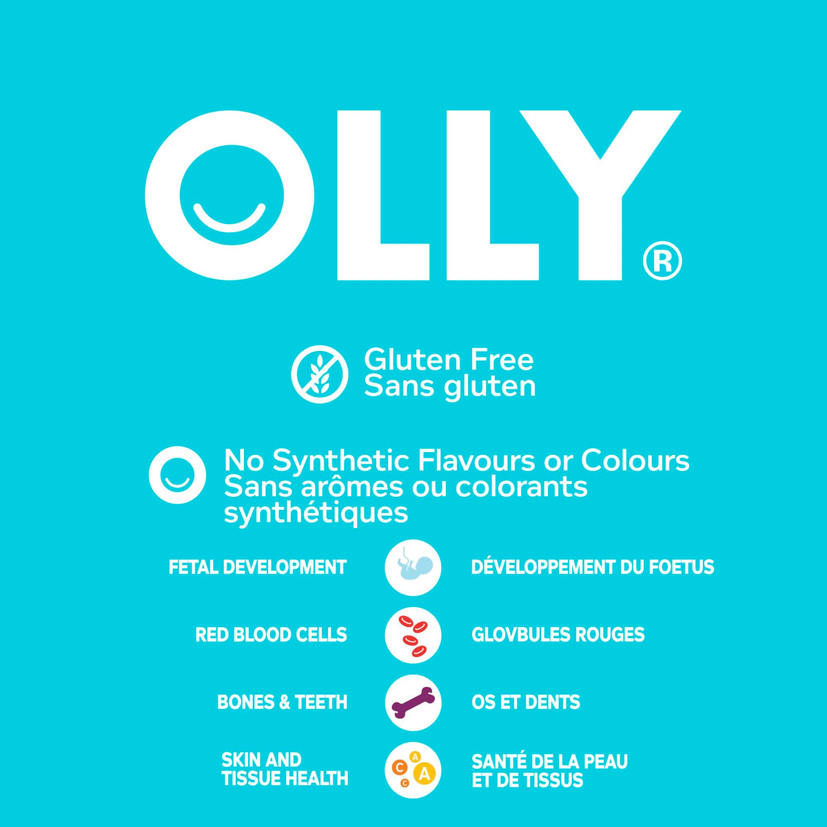 OLLY Prenatal Gummy Supplement Sweet Citrus Multivitamin to help support Mommy & Baby, with no artificial flavours and colours, 30 day supply (60 gummies) 🍁 All In One Marketplace Canada