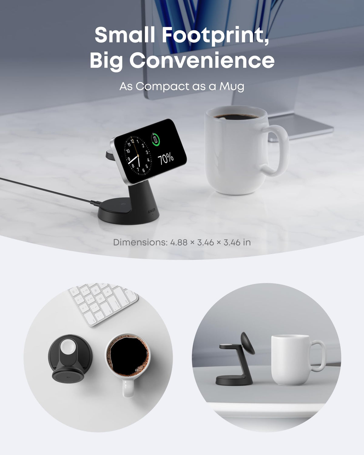 Anker MagSafe Charger Compatible, MagGo 3-in-1 Charging Station, Nano Charging Stand, Qi2 Certified 15W Magnetic Wireless Charger Dock, for iPhone17/16/15/14, Apple Watch,AirPods (Black) 🍁 All In One Marketplace Canada