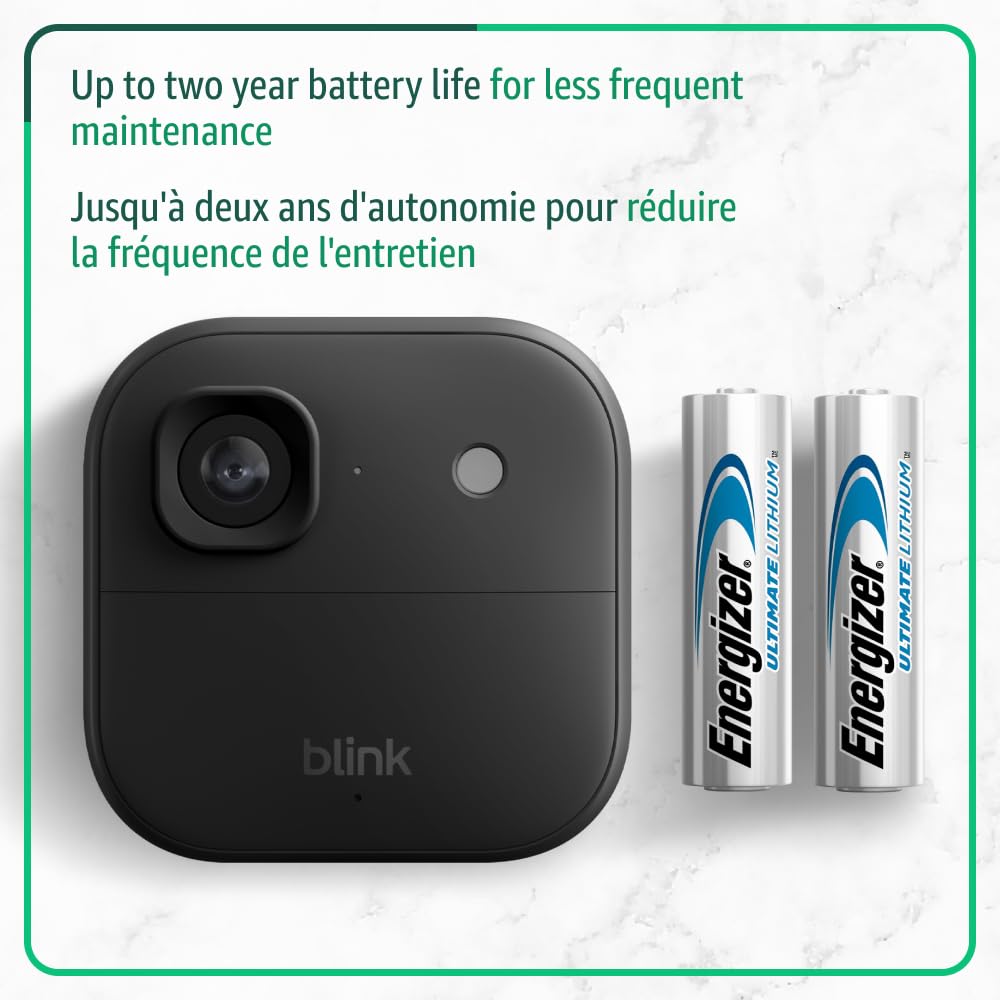 Blink Outdoor 2K+ (newest model) — Wireless smart security camera, 2K video resolution, enhanced audio, two-year battery. Sync Module Core included — 5 camera system (Black) 🍁 All In One Marketplace Canada