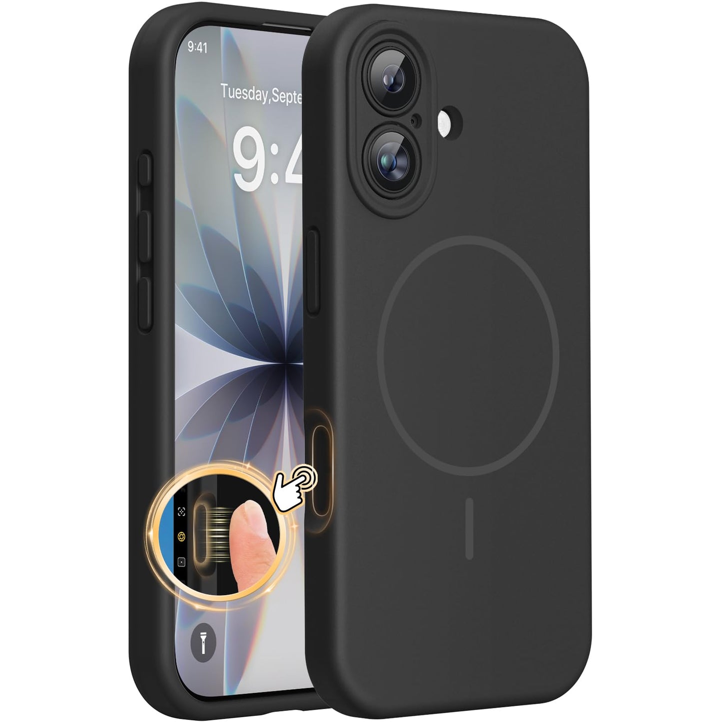 Miracase Magnetic for iPhone 17 Case, Compatible with MagSafe, Integrated Silicone Camera Control Cover, 3.0mm Thicken Shockproof Drop Protection Phone Case for 17,Black 🍁 All In One Marketplace Canada