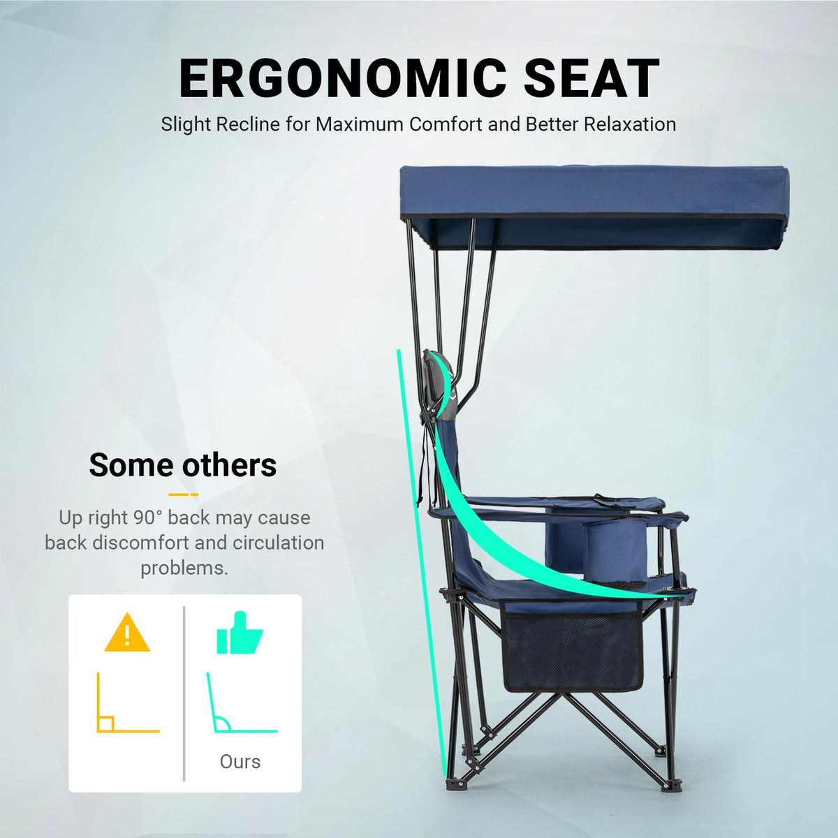 Overmont Beach Chair with Cooler and Umbrella - Sunshade Backpack Folding Canopy Chair with Two Arm Rest Cup Holder Carry Bag - Portable for Sand Camping Travel Outdoor Pool 330 lbs Blue 🍁 All In One Marketplace Canada