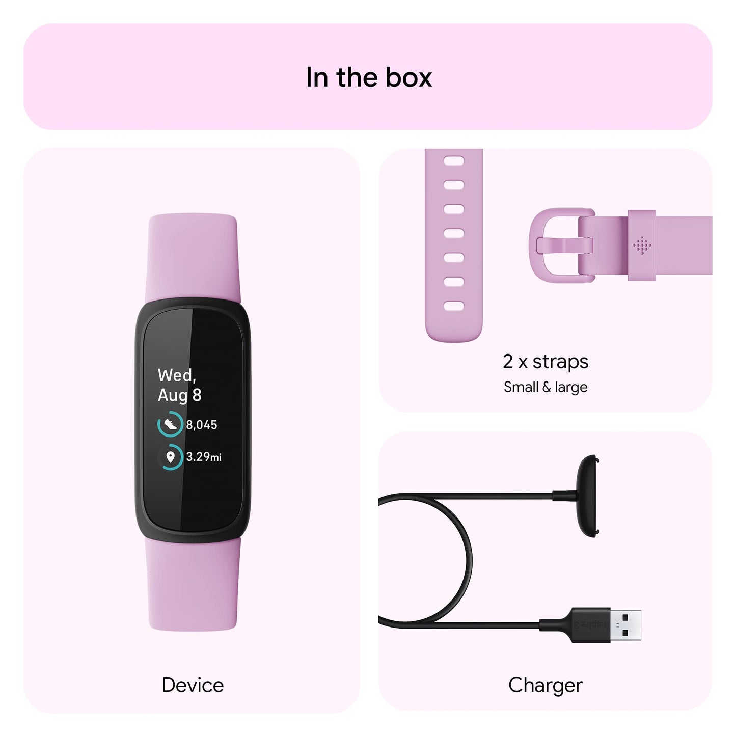 Google Fitbit Inspire 3 Health and Fitness Tracker with Stress Management, Workout Intensity, Sleep Tracking, 24/7 Heart Rate and More, Lilac Bliss/black, One Size (S and L Bands Included) 🍁 All In One Marketplace Canada