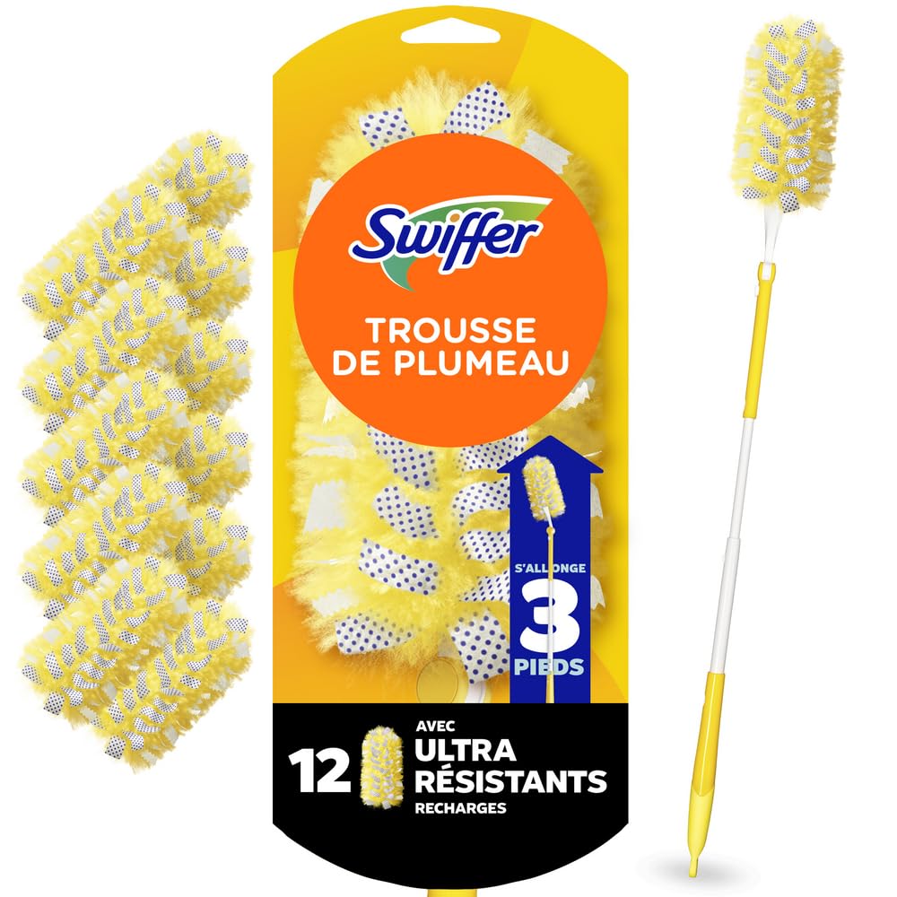 Swiffer Duster Kit with 3 ft Extendable Handle, Heavy Duty Dusting Starter Kit with 12 Refills, for Ceiling Fans, Vents and Hard to Reach Places 🍁 All In One Marketplace Canada