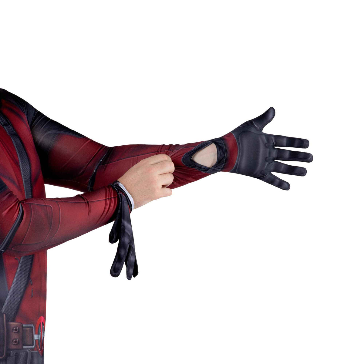 MARVEL Deadpool Official Adult Deluxe Zentai Halloween Costume - Stretch Spandex with Wrist Slits (M)