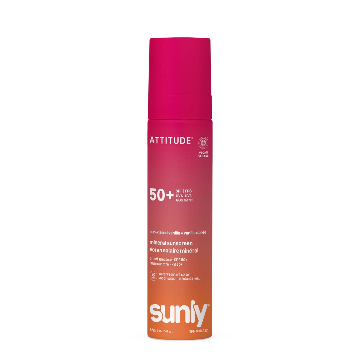 ATTITUDE Mineral Sunscreen Lightweight Lotion SPF 50, Broad Spectrum Zinc Oxide, EWG Verified, Non-Nano, Water-Resistant 80 Minutes, Non-Greasy for Face & Body, Vegan, Sun-Kissed Vanilla Scent, 80 grams 🍁 All In One Marketplace Canada