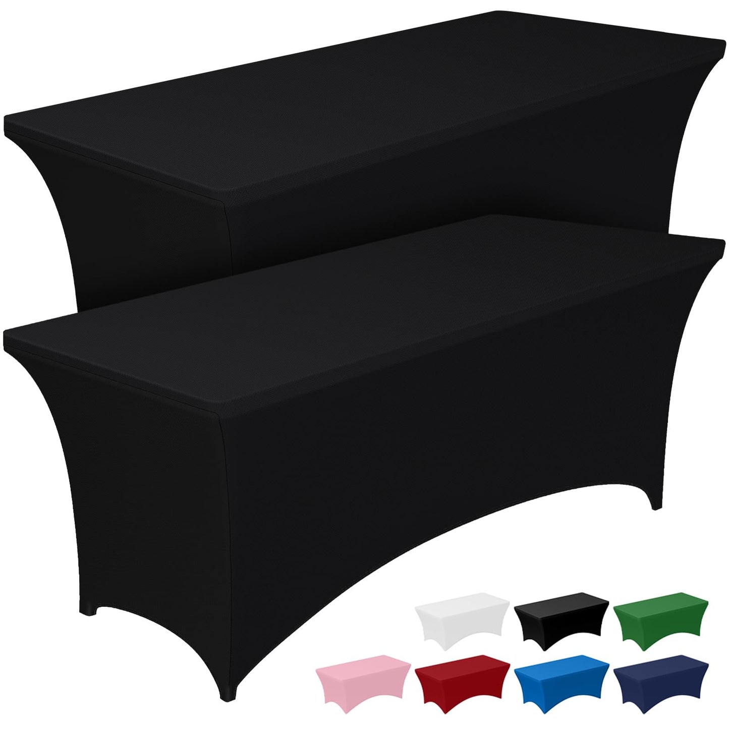 Pureegg Spandex Tablecloth 6ft - 2 Pack, Fitted and Tight Table Cloth for Rectangular Table, Wrinkle-Free and Stretch Table Cover for Party, Wedding, and Banquet, Black, 72" L x 30" W x 30" H 🍁 All In One Marketplace Canada