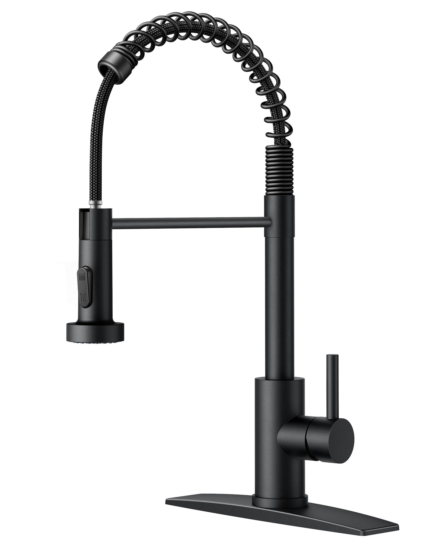 FORIOUS Black Kitchen Faucet with Pull Down Sprayer, Stainless Steel Single Handle Spring Classic Sink Faucets 1 or 3 Hole, for Farmhouse Camper Laundry Rv Bar, Matte Black 🍁 All In One Marketplace Canada