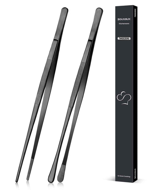 2 Pcs 12-inch Cooking Tweezers Tongs Precision Serrated Tips, Stainless Steel Professional Chef Tweezer Kitchen Tools for BBQ, Plating and Serving 🍁 All In One Marketplace Canada