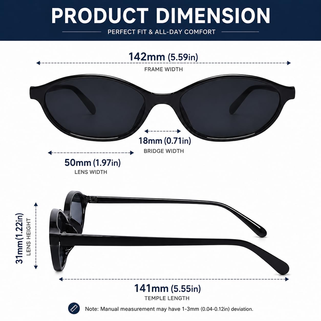 Retro Oval Cat Eye Sunglasses for Women 90s Trendy Small Lightweight Y2k Narrow Sunnies Cateye UV400 Sun Glasses 8057 Black+Brown+Tortoise 🍁 All In One Marketplace Canada