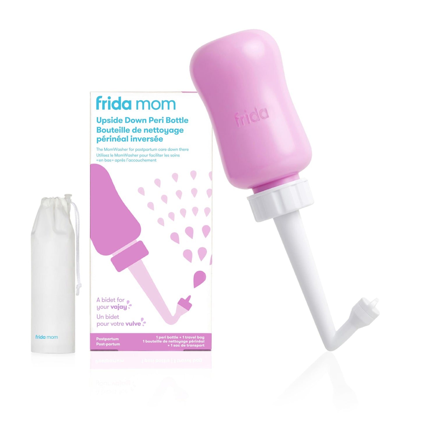 Frida Mom Upside Down Peri Bottle Sprayer, Perineal Care & Postpartum Recovery, Portable Travel Bidet & Perineal Cleanser with Travel Bag, Postpartum Essential, Pink 🍁 All In One Marketplace Canada