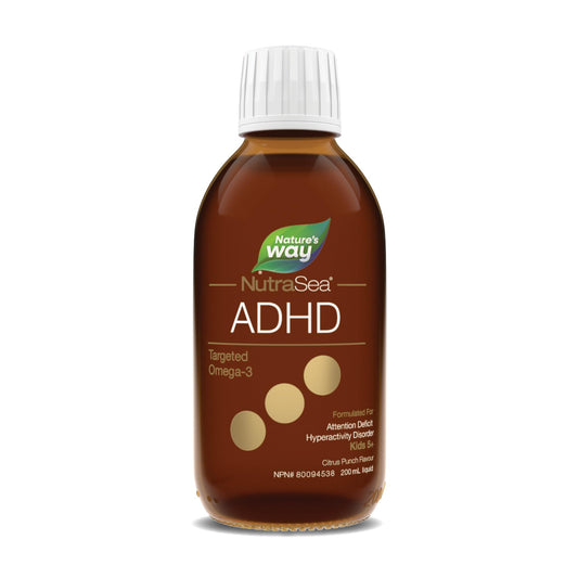 Nature's Way NutraSea ADHD Targeted Omega-3, For kids age 5+, 940 mg of EPA + DHA, 80 mg of GLA, 500 IU Vitamin D3, 200 ml Liquid 🍁 All In One Marketplace Canada