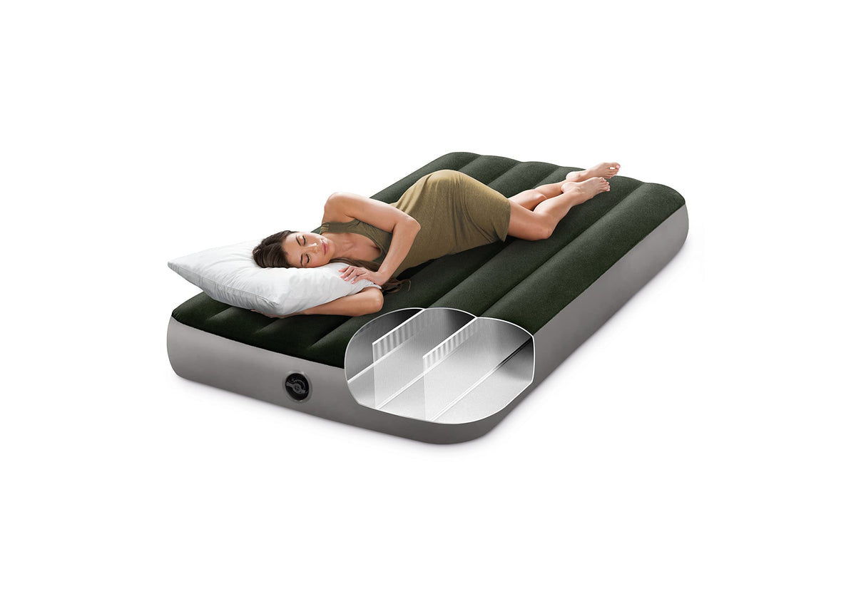 INTEX 64777E Dura-Beam Standard Prestige Air Mattress: Fiber-Tech – Twin Size – 10in Bed Height – 600lb Weight Capacity – Pump Included 🍁 All In One Marketplace Canada